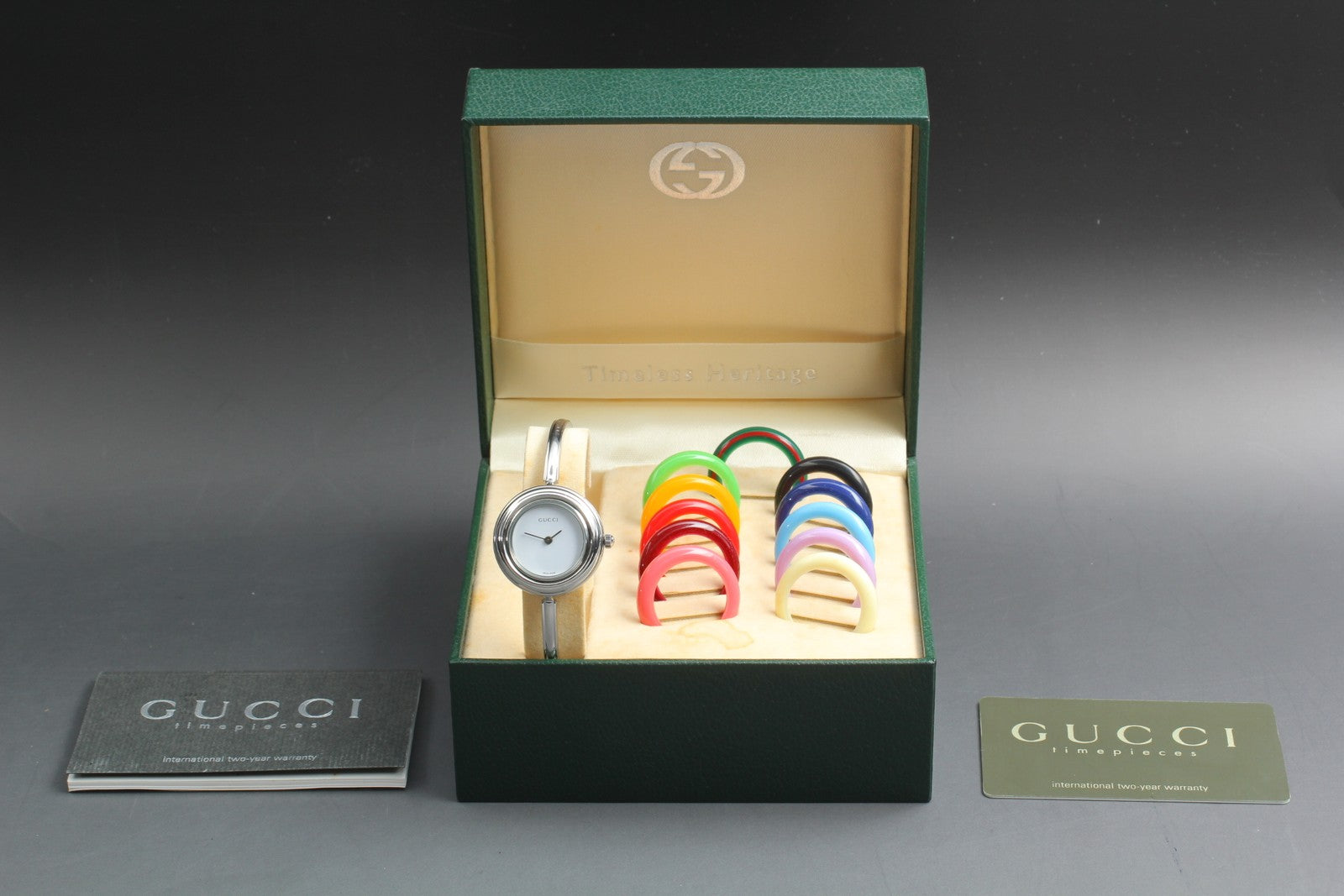 Vintage Gucci Change Bezel 11/12.2L 12 Colors Silver Women's Quartz Watch [Box]