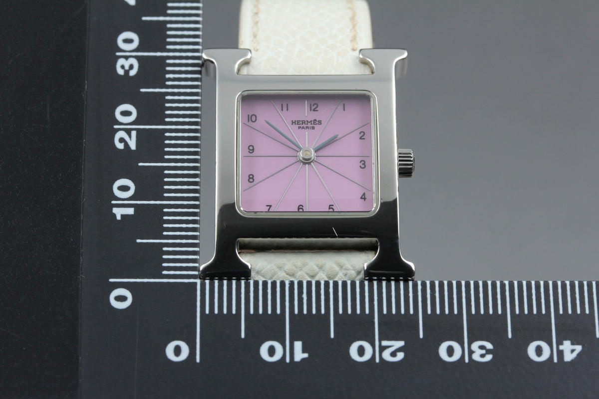 HERMES H Watch HH1.210 Silver Pink Dial 21mm Woman's Watch Quartz JAPAN
