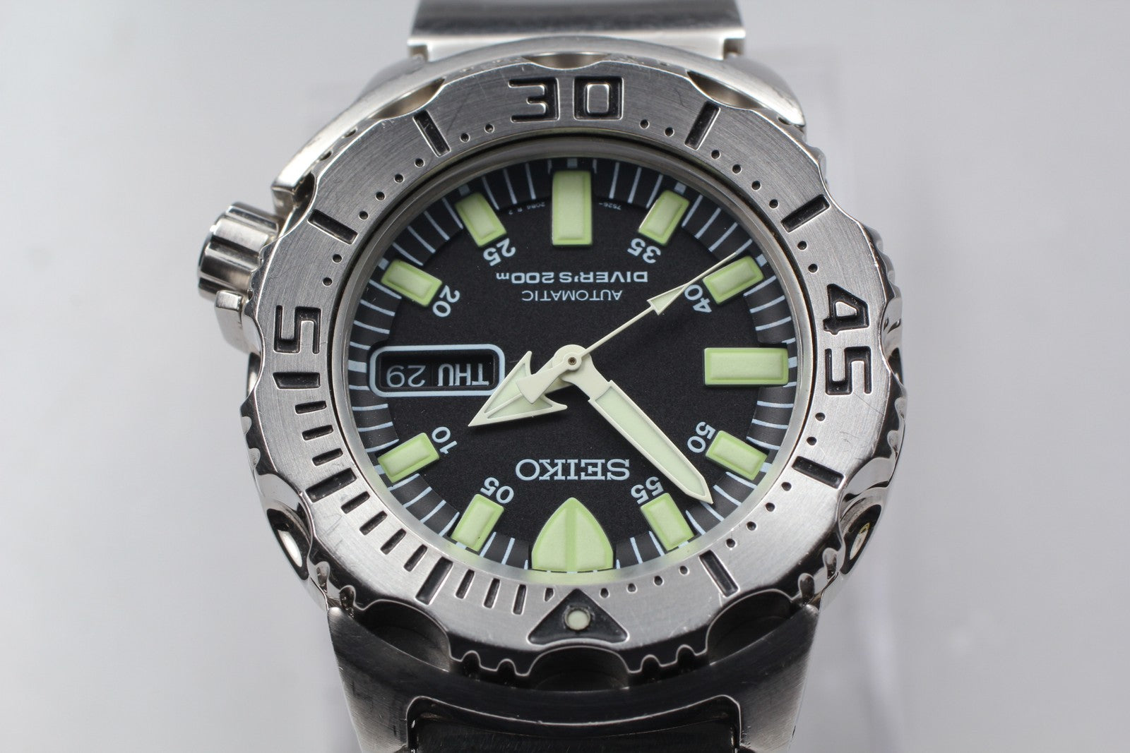 Exc+5* SEIKO 7S26-0350 SKX779 Divers Black Monster Automatic Men's Watch JAPAN