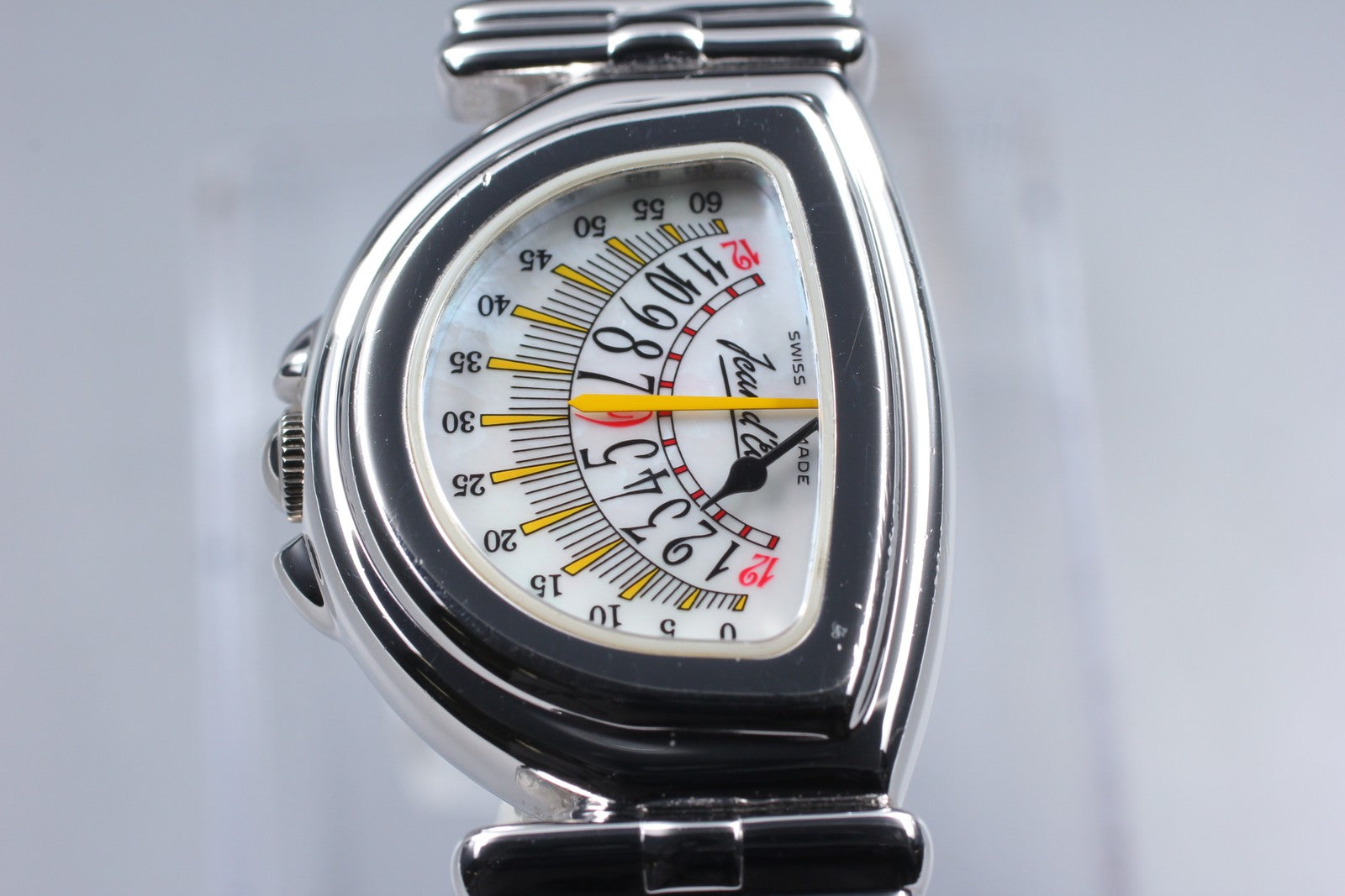 Vintage [Exc+5] Jean d'eve Sectora Silver 24mm Yellow Women's Quartz Watch JAPAN