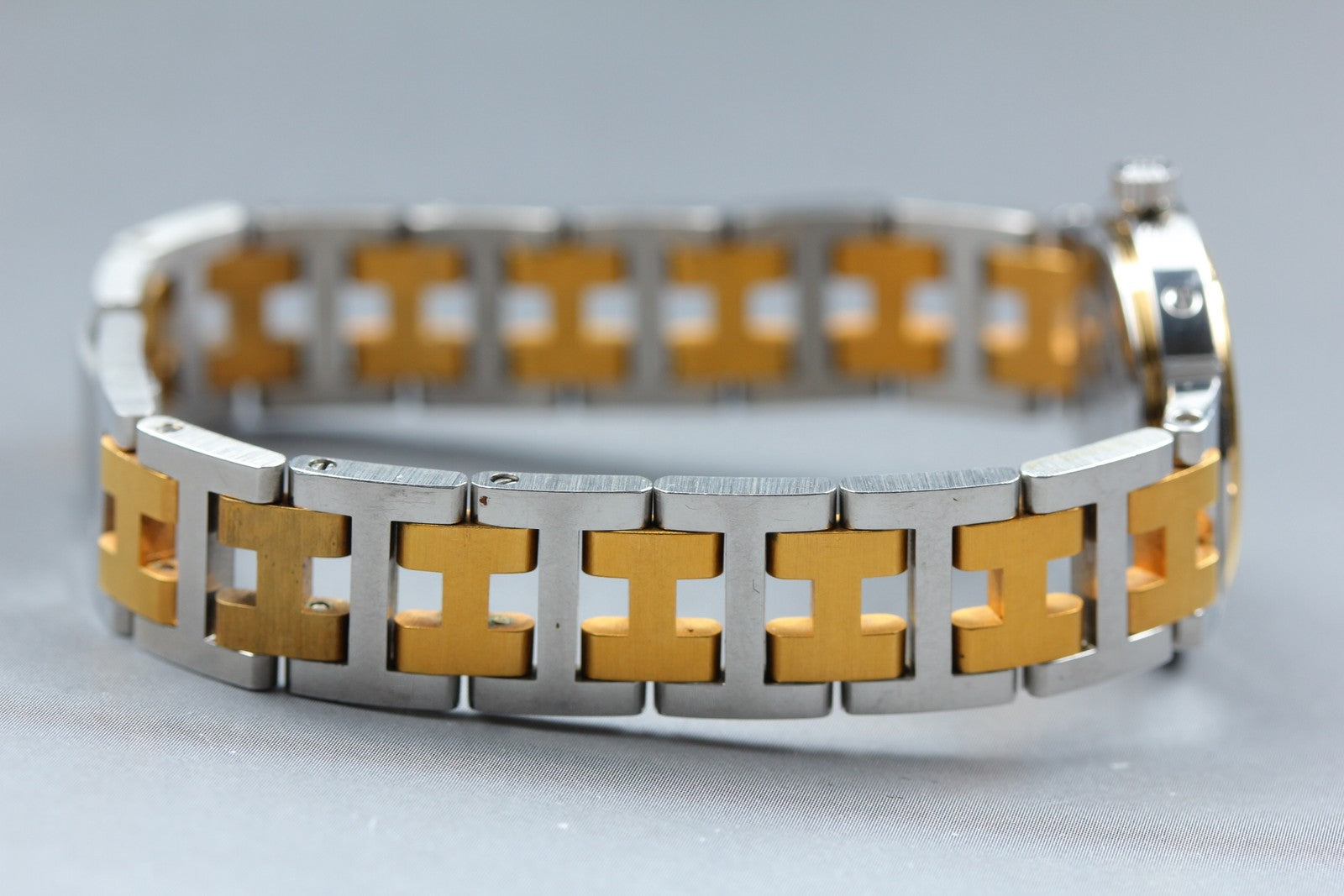 Vintage [Exc+5 Box] Hermes Clipper 24mm White Dial Gold Woman's Watch Quartz