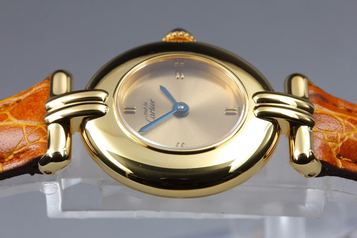 Cartier Must Colisee Vermeil 1902 Gold Women's Quartz Watch Vintage [Pouch]
