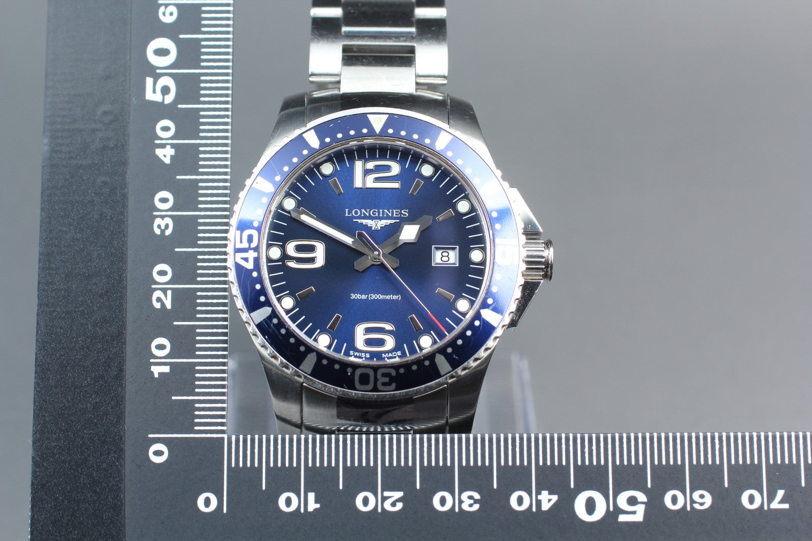 New Batt LONGINES Hydro Conquest L3.730.4 Blue Quartz Date Mens Watch 39mm Exc+5