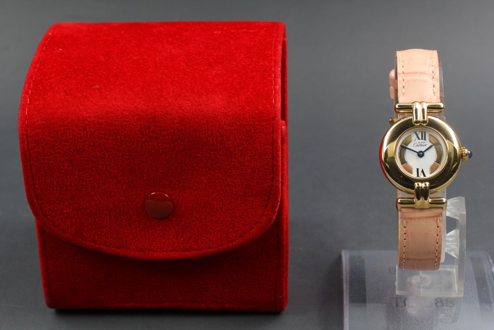 Vintage [Exc+5] Cartier Must Colisee Vermeil 590002 Pink Women's Quartz Watch