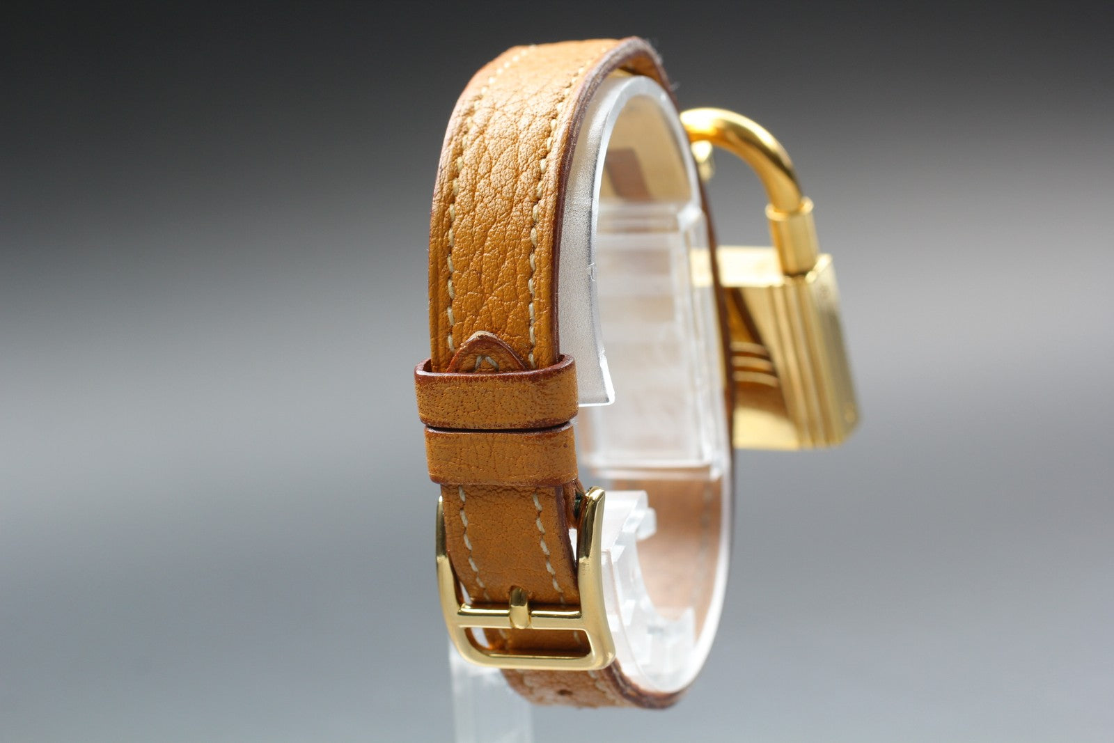 New Batt* HERMES Kelly KE1.201 Gold Dial Quartz Women's Watch JAPAN Exc+5*Box