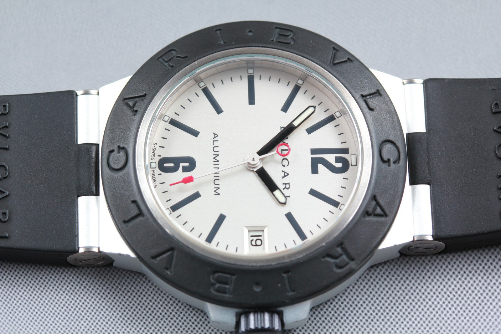 OH[Exc+5]Box BVLGARI Aluminum AL38TA Silver Men's Automatic Watch 38mm JAPAN