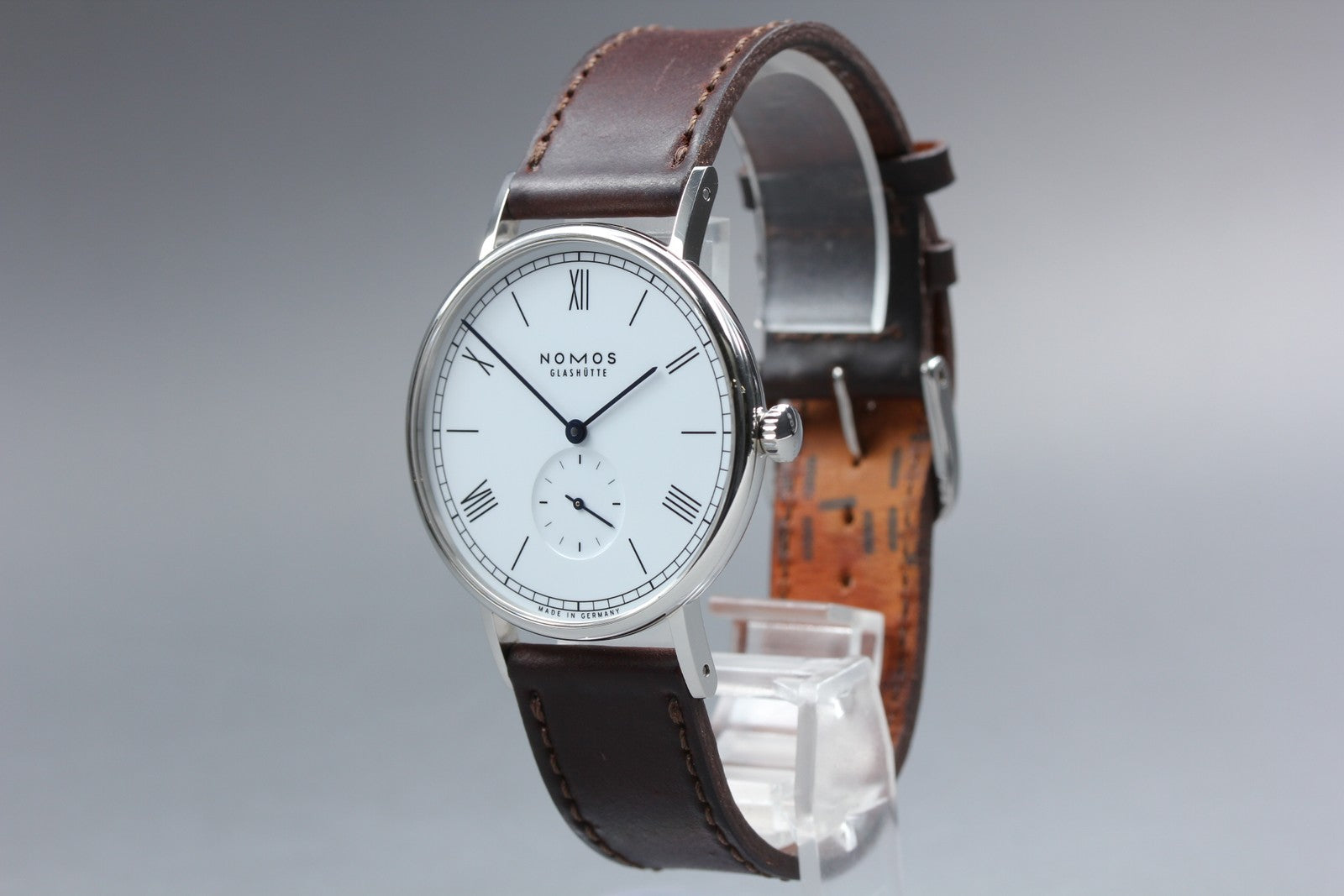NOMOS GLASHÜTTE Ludwig 38 Small Second Manual Wind White Brown Men's Watch [Box]
