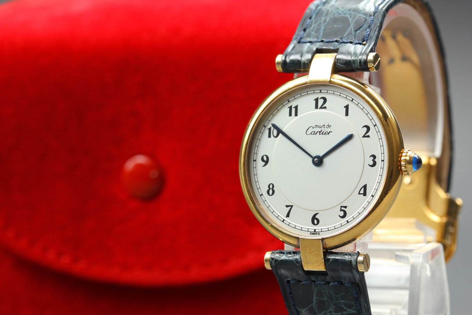 Vintage [Exc+5] Cartier Must Vendome 590003 Gold Vermeil Unisex Quartz Watch