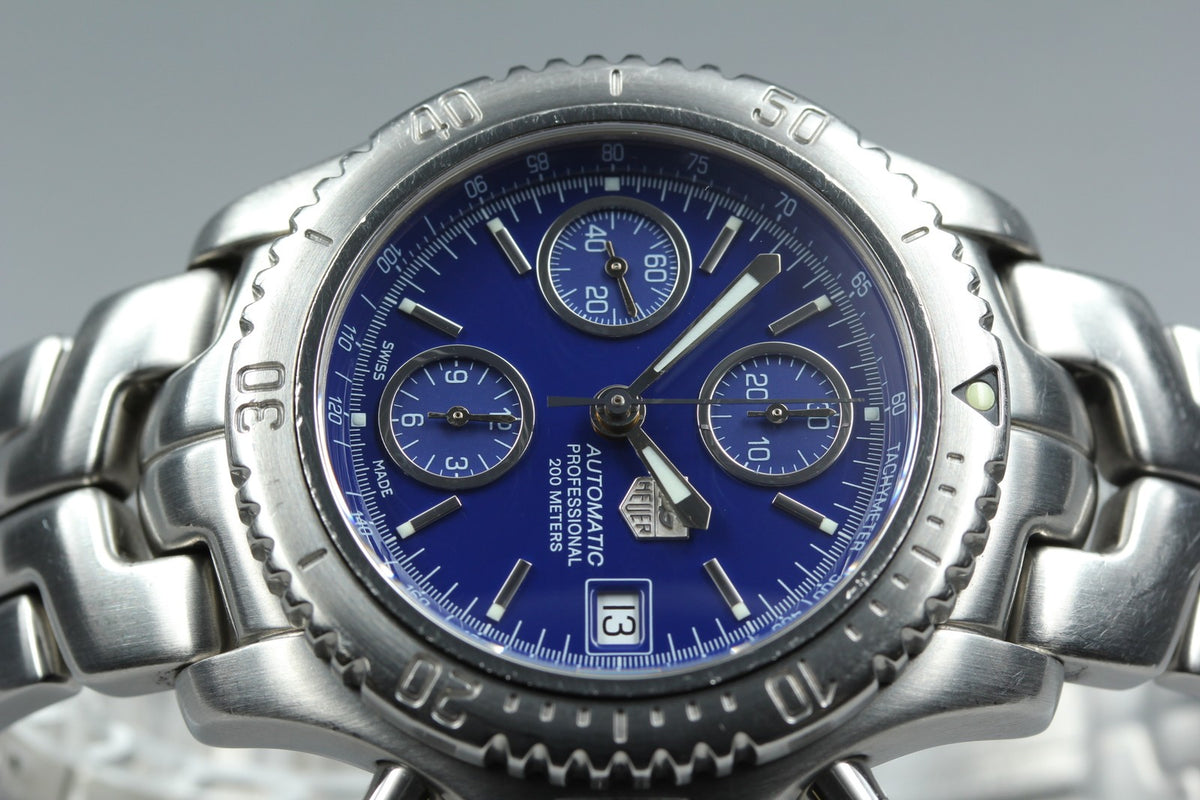 Tag Heuer Link Chronograph CT2110 Blue Dial Date 41mm Automatic Men's Watch Box