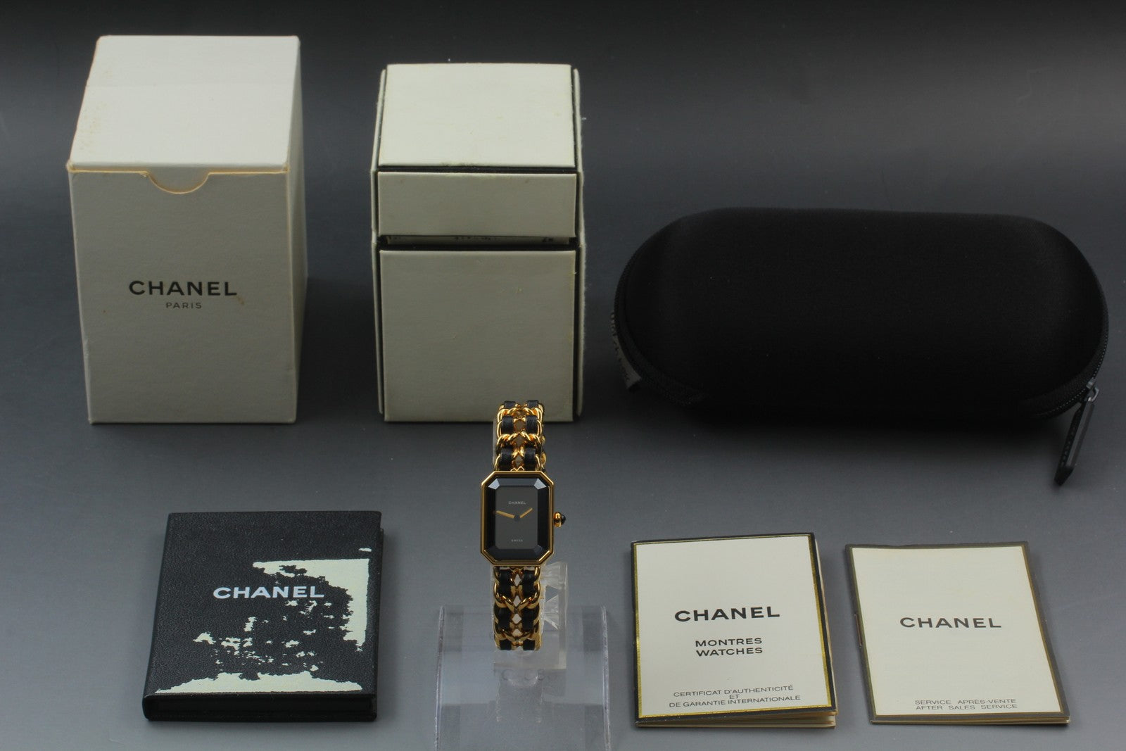 [Exc+5 Box] CHANEL Premiere L Size Black Dial 20mm Gold Quartz Women’s Watch