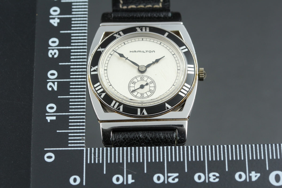 Vintage Hamilton piping Rock Quartz 18k White Gold EP Women's Watch 29mm JAPAN