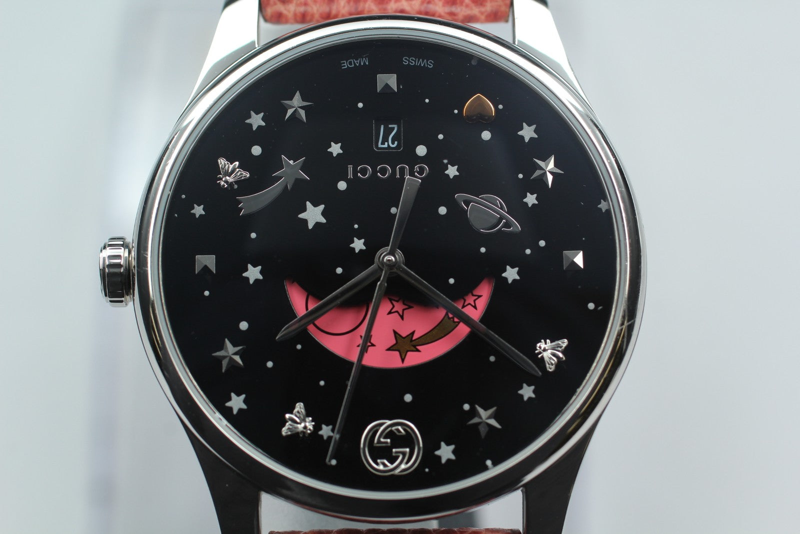 [Exc+5 Box] Gucci G-TIMELESS 126.4 Pink Moon Phase Black Women's Quartz Watch