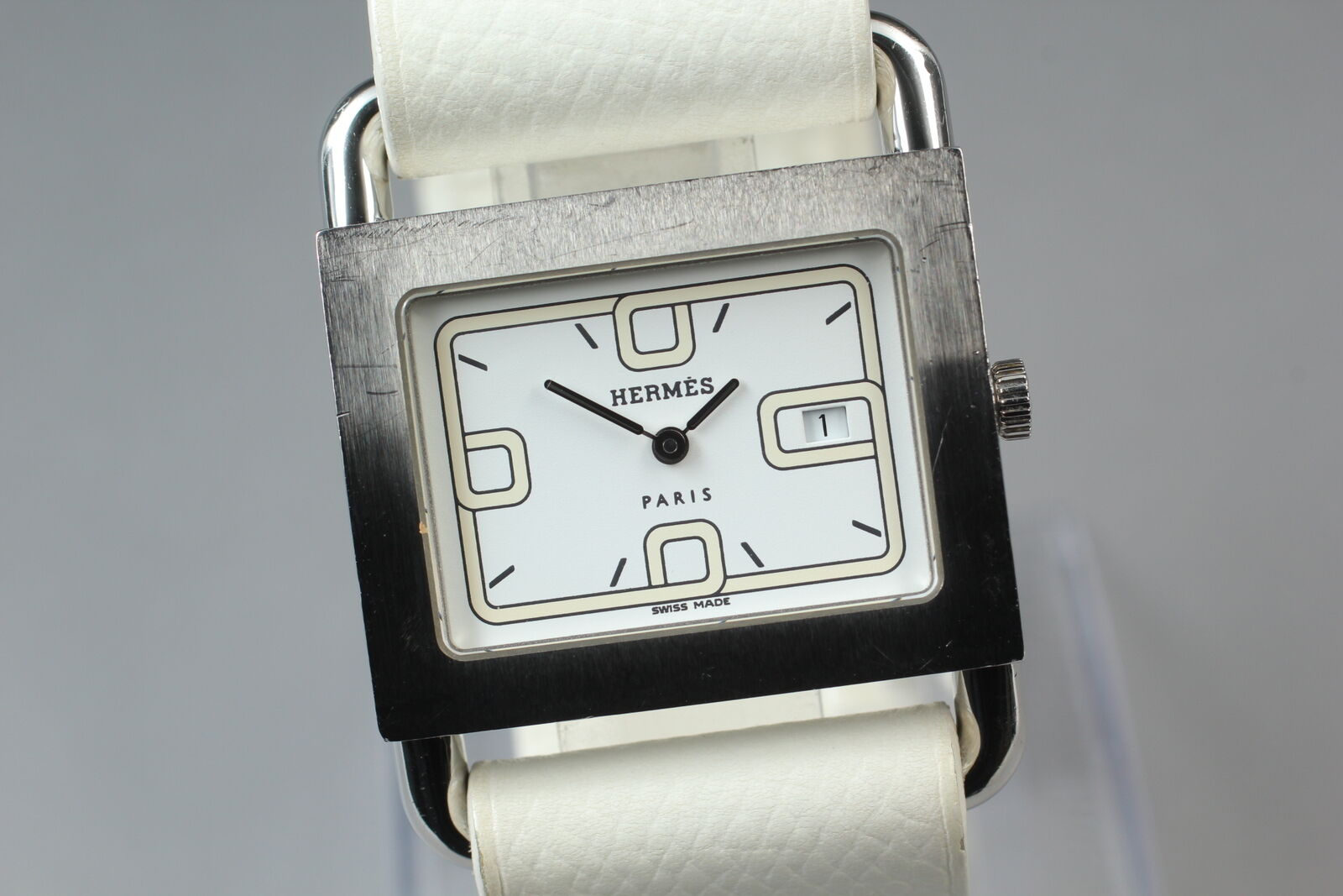 New Battery [ Exc+5 Box] HERMES Valenia BA1.510 Silver 32mm Qz Women's Watch JP