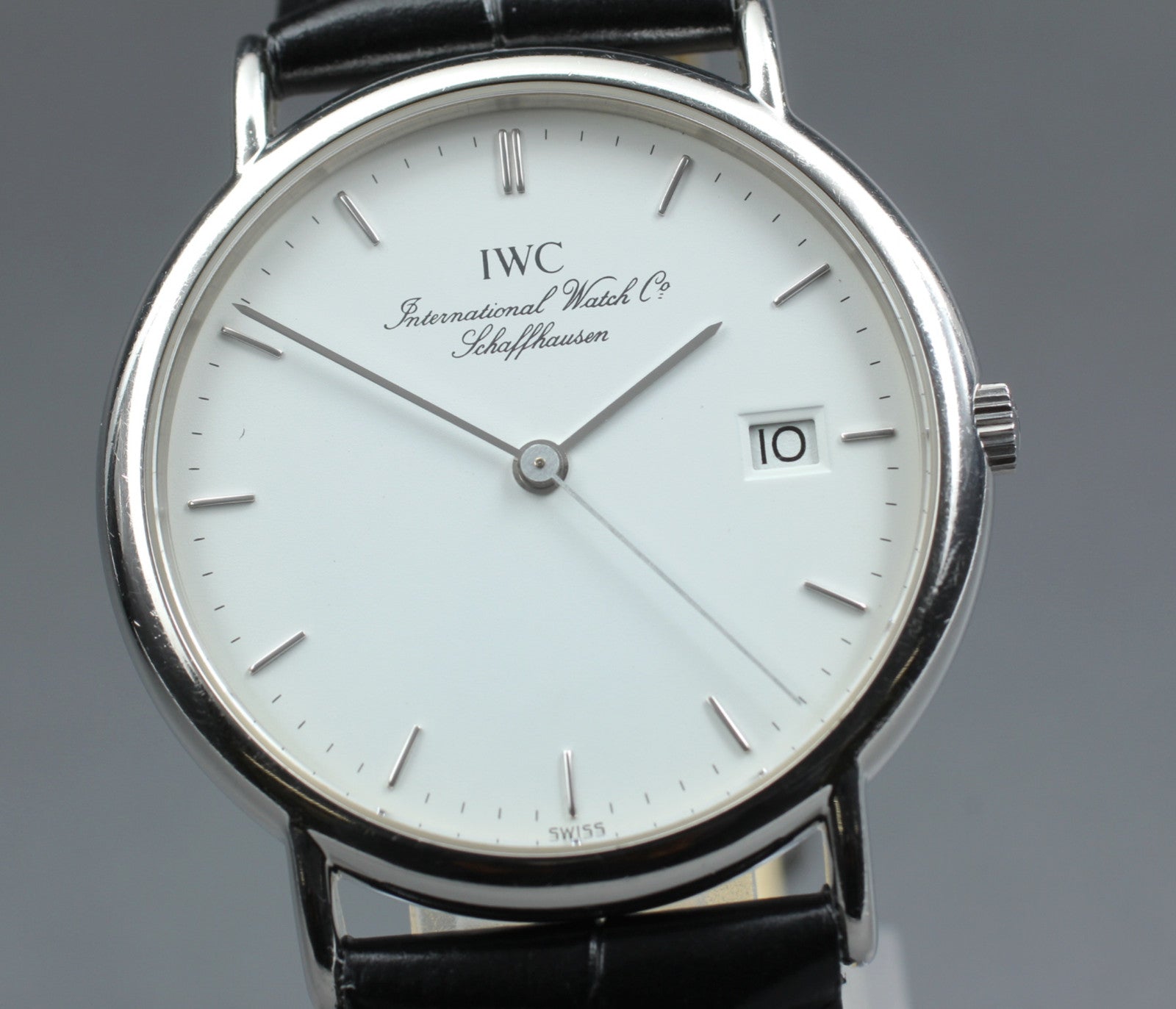 [Exc+5] IWC Portofino 3331 Cal.2210 33mm White Dial Date Quartz Men's Watch JP