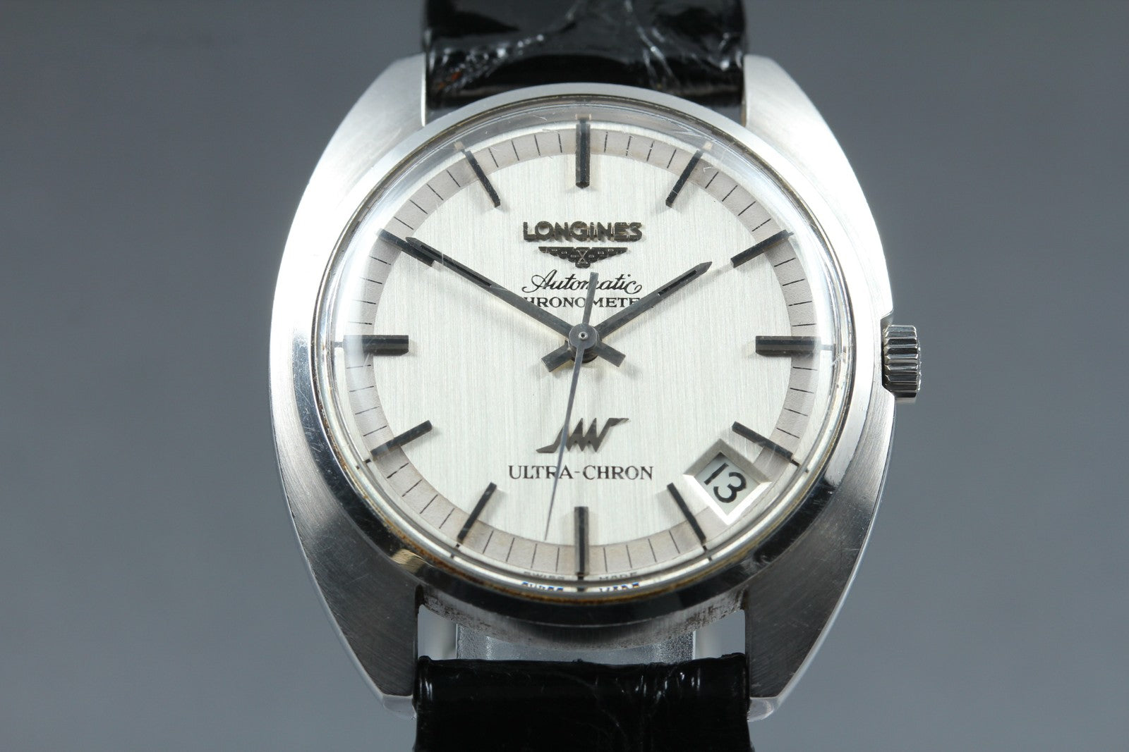 Vintage LONGINES ULTRA-CHRON Chronometer Date Silver Men's Watch 34mm JP JAPAN