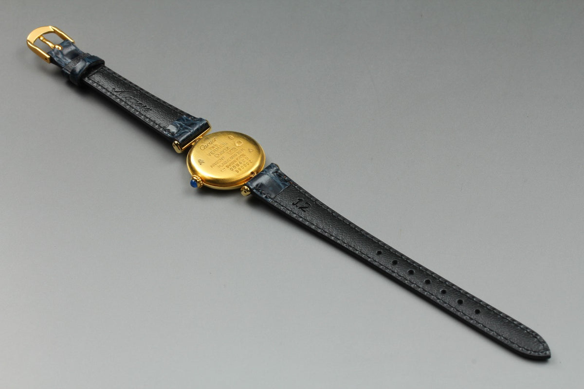 Cartier Must Colisee Vermeil 590002 Blue Gold Women's Quartz Watch Vintage [Box]