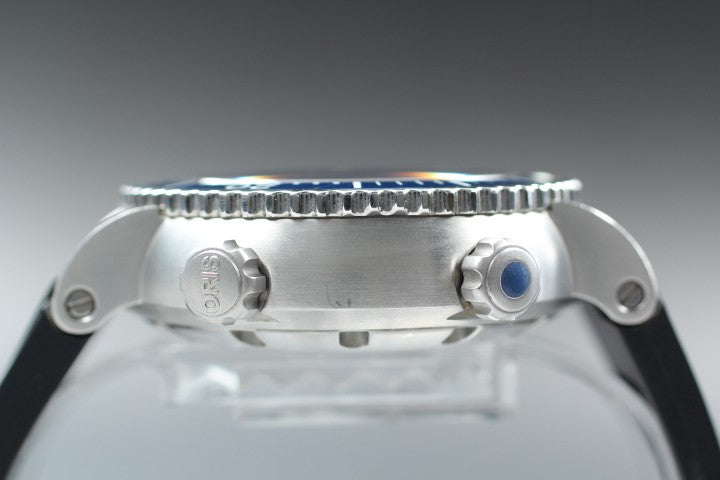 ORIS TT1 7609 Small Seconds Blue Dial Automatic Date Men's Watch 47mm JAPAN