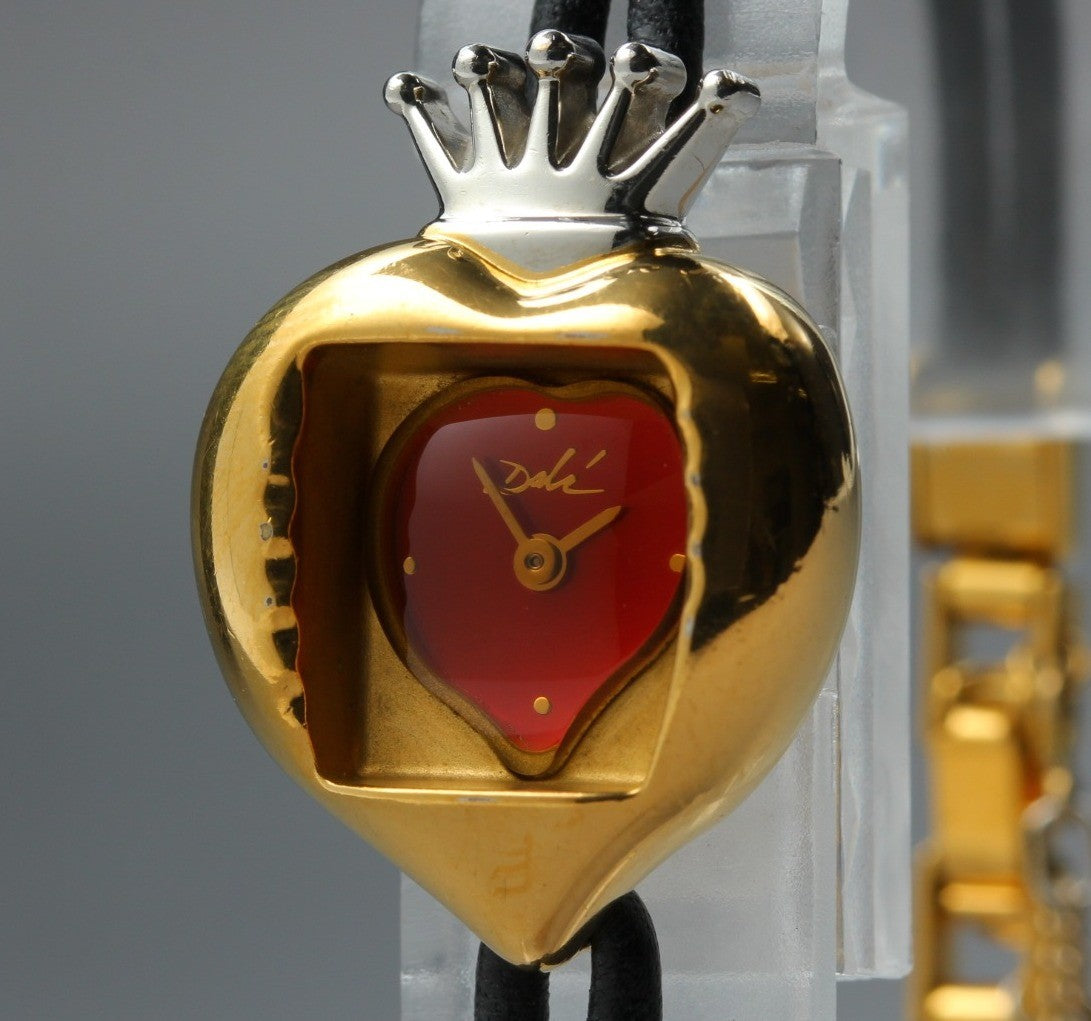 Salvador Dali Royal Heart 19mm Gold Red Dial Women's Quartz Watch JAPAN