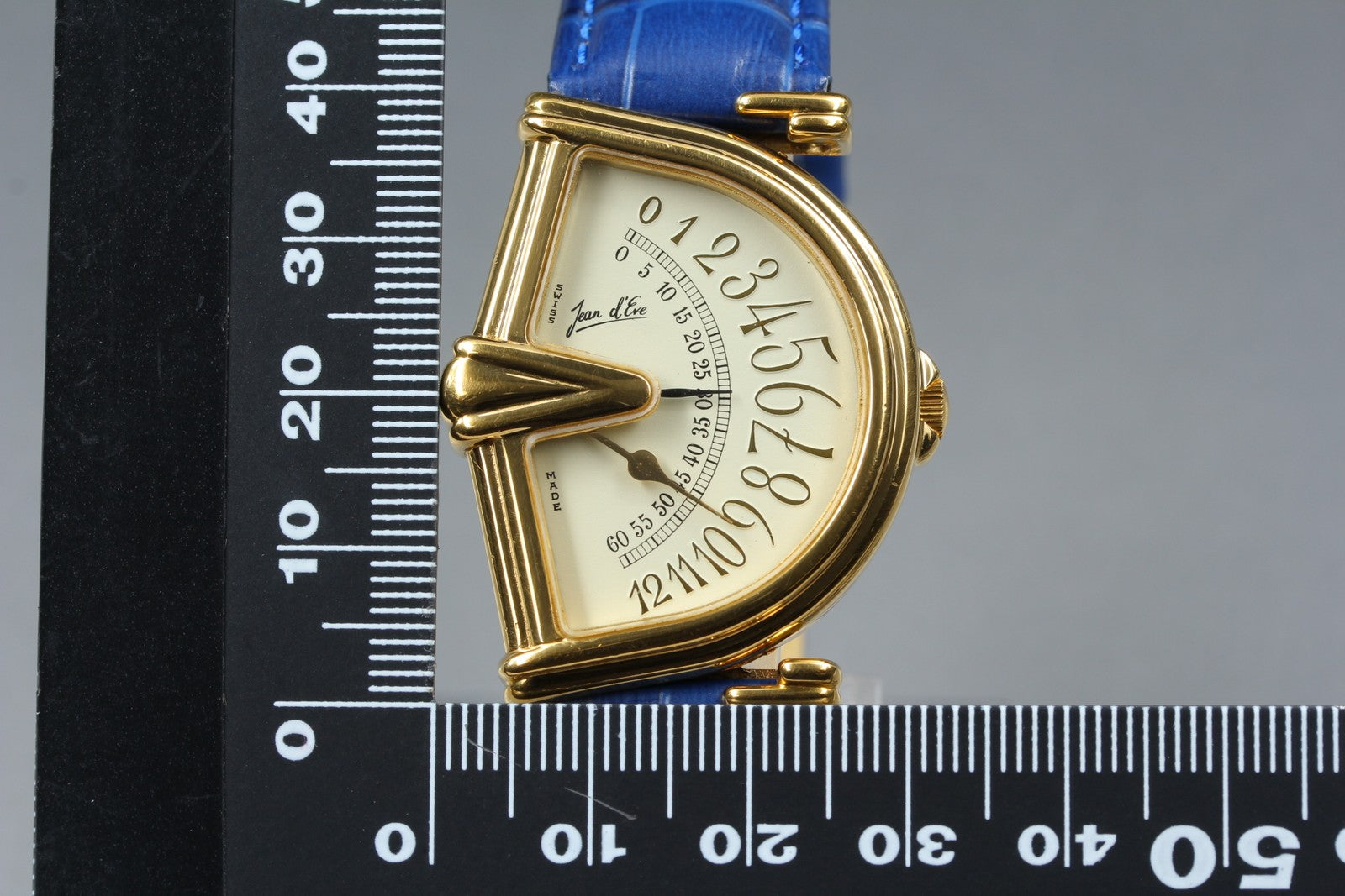 Vintage Jean d'eve Sectora Gold 30mm Blue Ivory Dial Unisex Quartz Watch