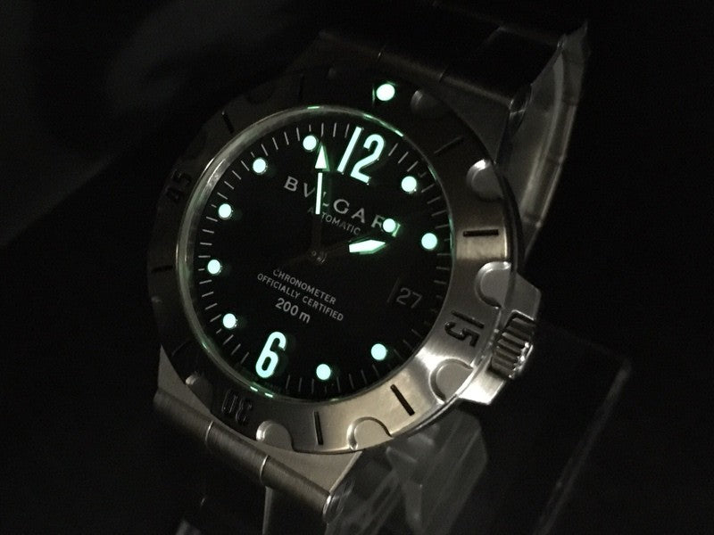 BVLGARI Diagono Scuba SD38S Automatic Date Black Men's Watch 38mm JAPAN Box