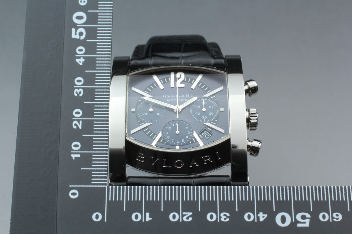 [Exc+5] BVLGARI Assioma AA48SCH Chronograph Black 38mm Automatic Men's Watch