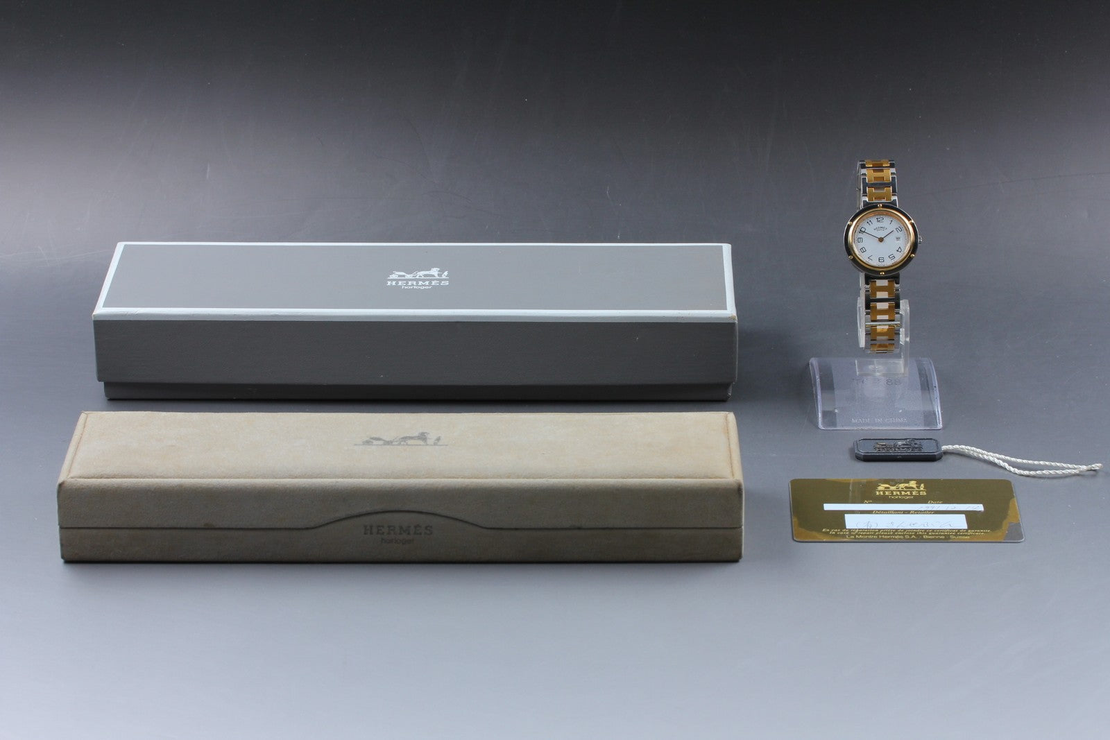 Vintage [Exc+5 Box]  HERMES Clipper White Dial Gold 24mm Woman's Quartz Watch