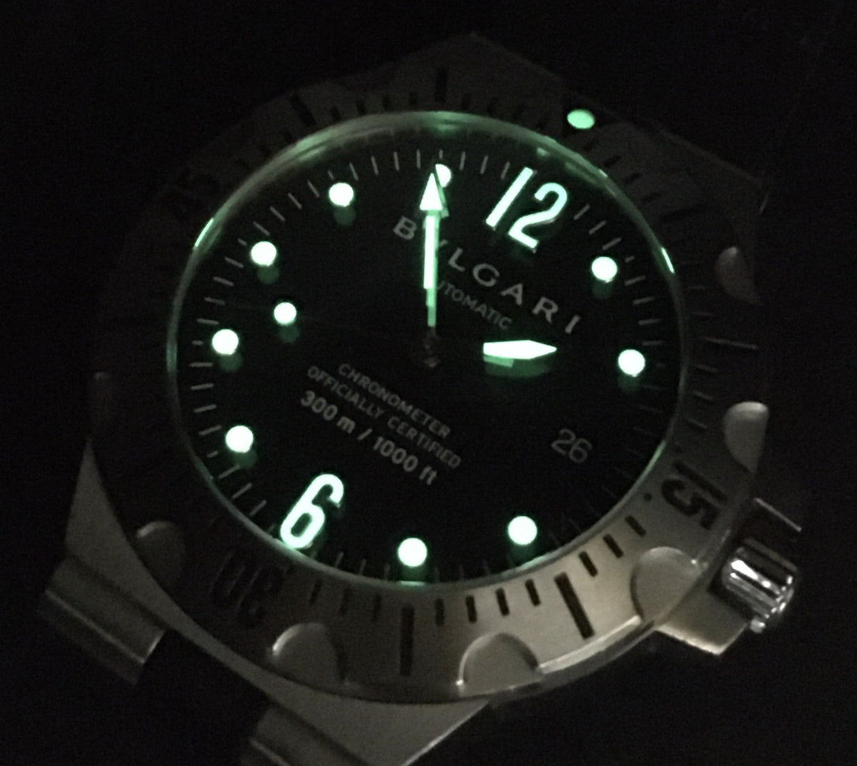 BVLGARI Diagono Scuba SD40S Date black Dial Automatic Men's Watch JAPAN Box