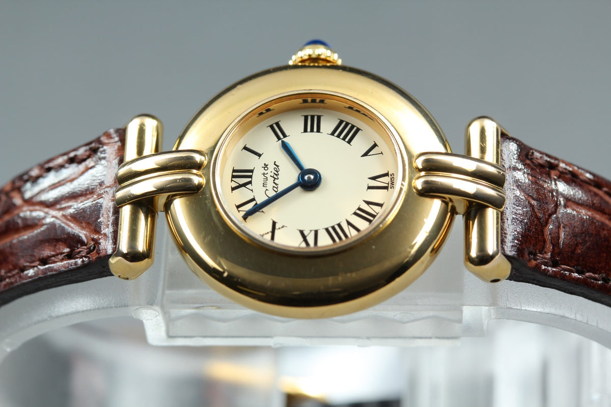 Cartier Must Colisee Vermeil 590002 Brown Gold Women's Quartz Watch Vintage