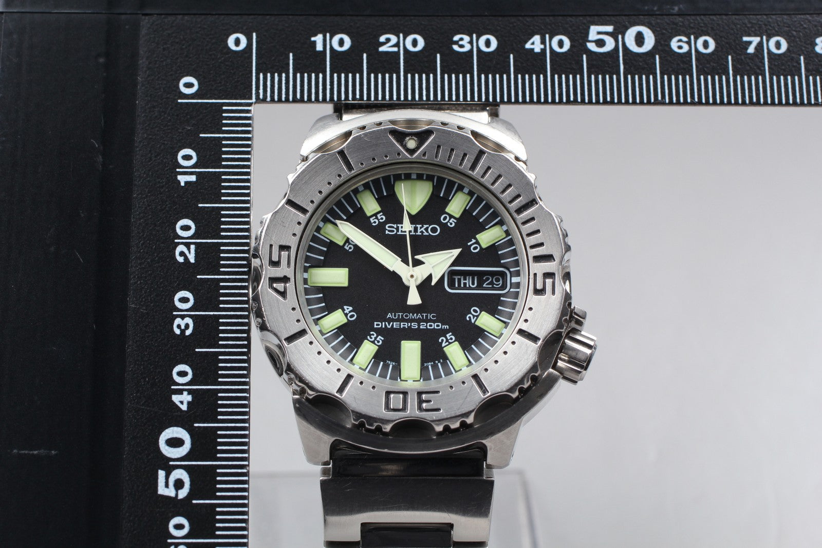 Exc+5* SEIKO 7S26-0350 SKX779 Divers Black Monster Automatic Men's Watch JAPAN