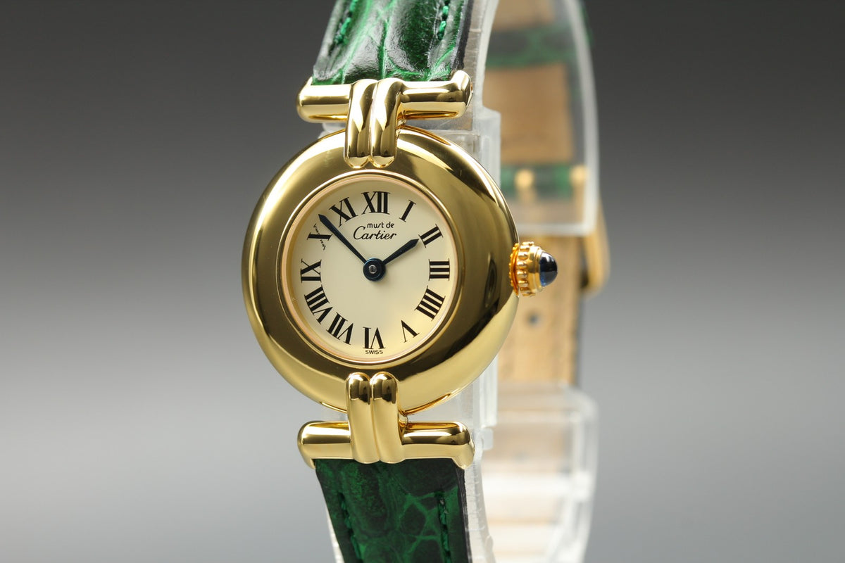 Cartier Must Colisee Vermeil 590002 Green Gold Women's Qz Watch Vintage [Box]