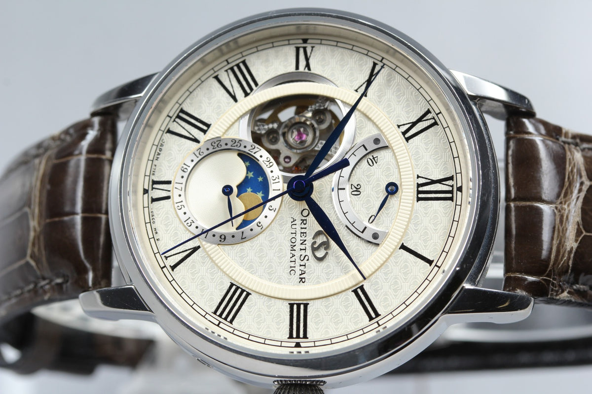 ORIENT Star F7X6-UAC0 Silver Dial Automatic Moon Phase Men's Watch 41mm JAPAN