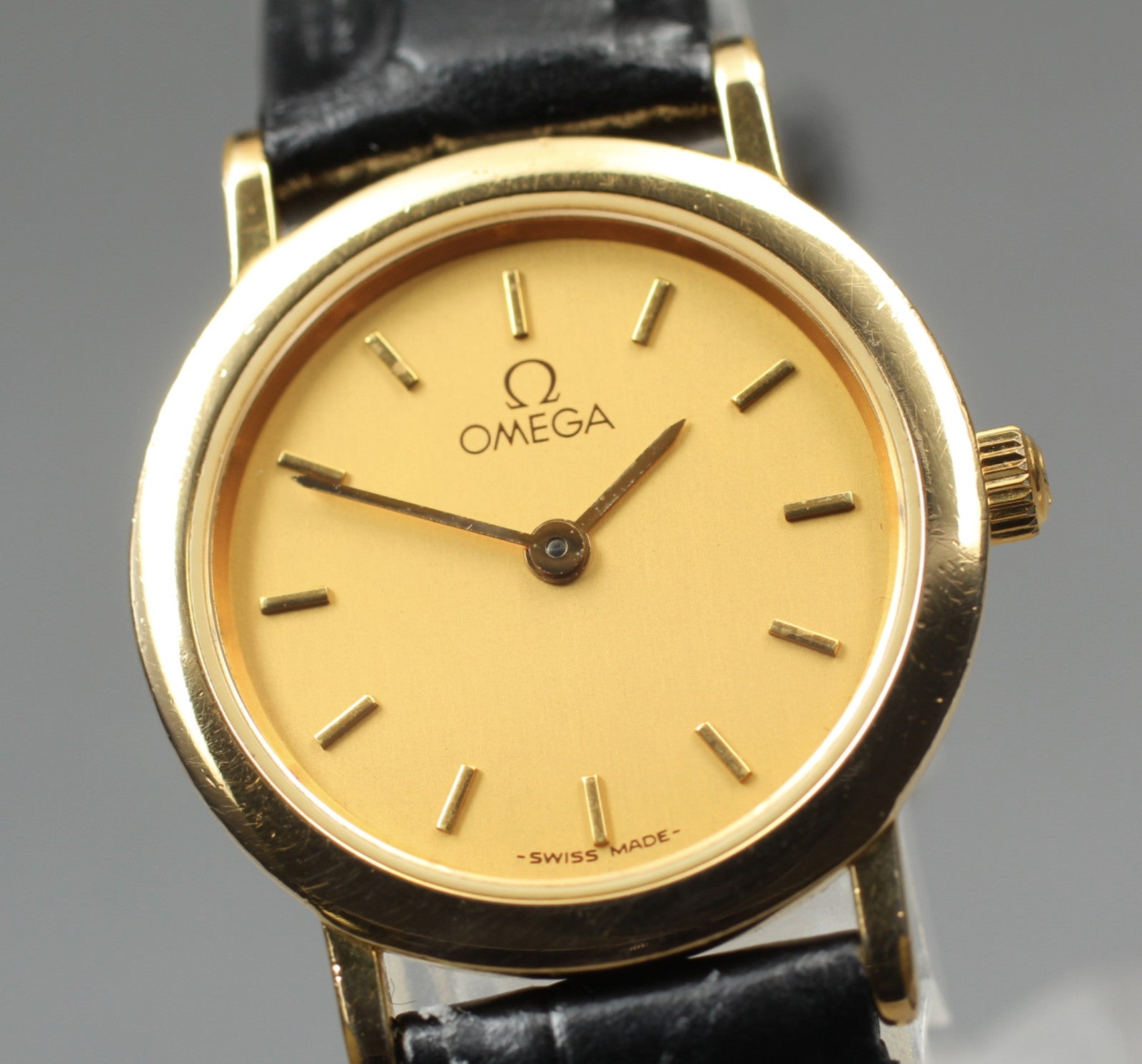 Vintage[Exc+5] OMEGA De Ville Cal.1459 595.0097.2 22mm Gold Quartz Women's Watch