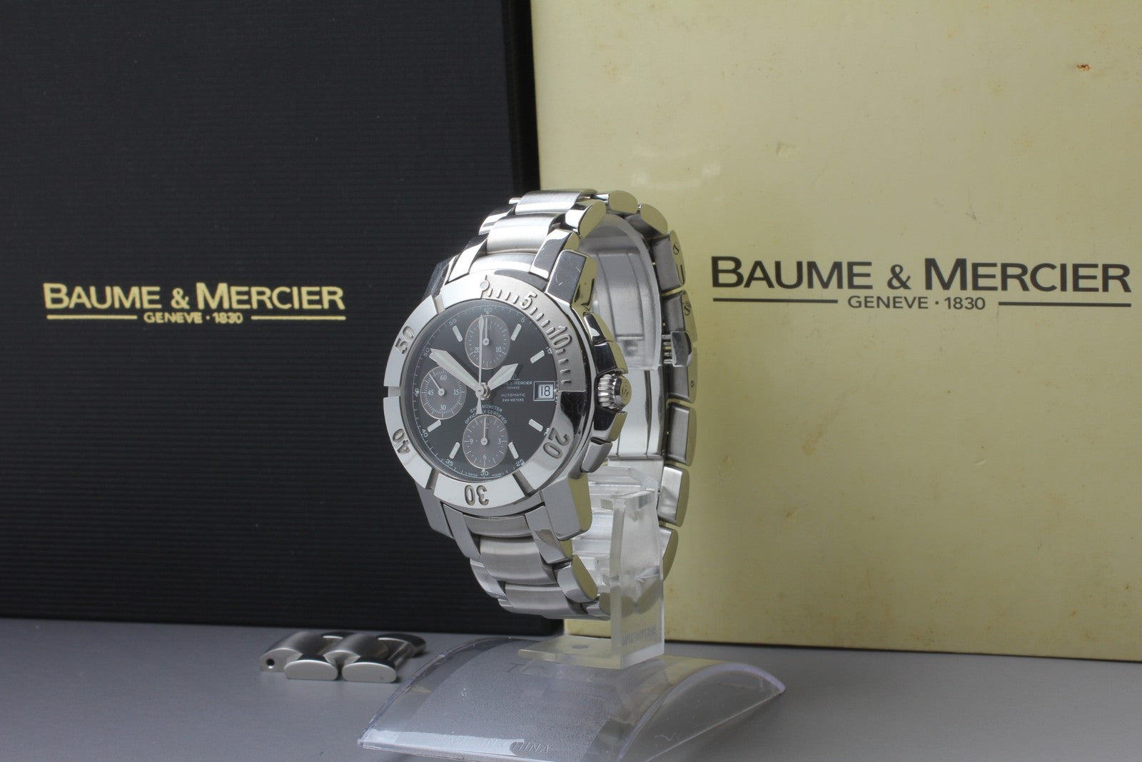 [Exc+5]Box BAUME＆MERCIER Capeland 65352 Black Automatic Men's Watch 40mm JAPAN