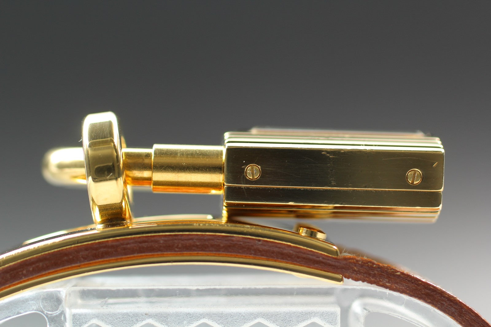 Vintage HERMES Kelly Watch Gold Brown Leather "U" Woman's Quartz Watch [Box]