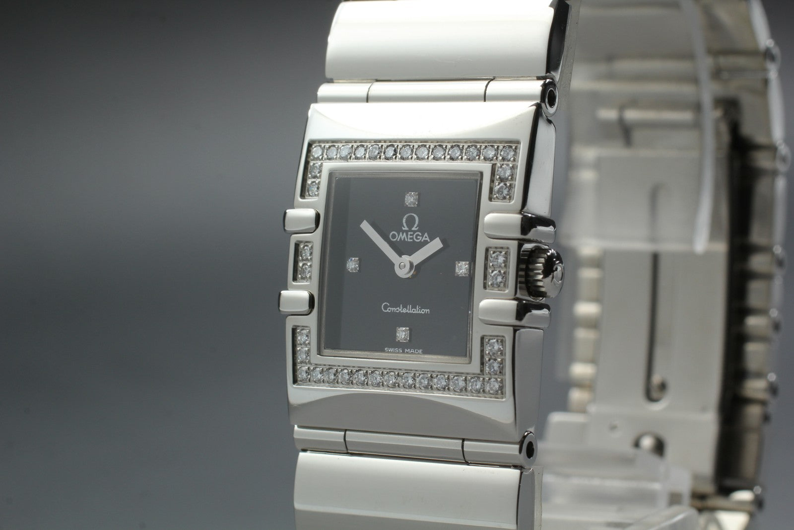 OMEGA Constellation QUADRA 895.1230 Cal.1376 Black Dial Diamond Women's Qz Watch
