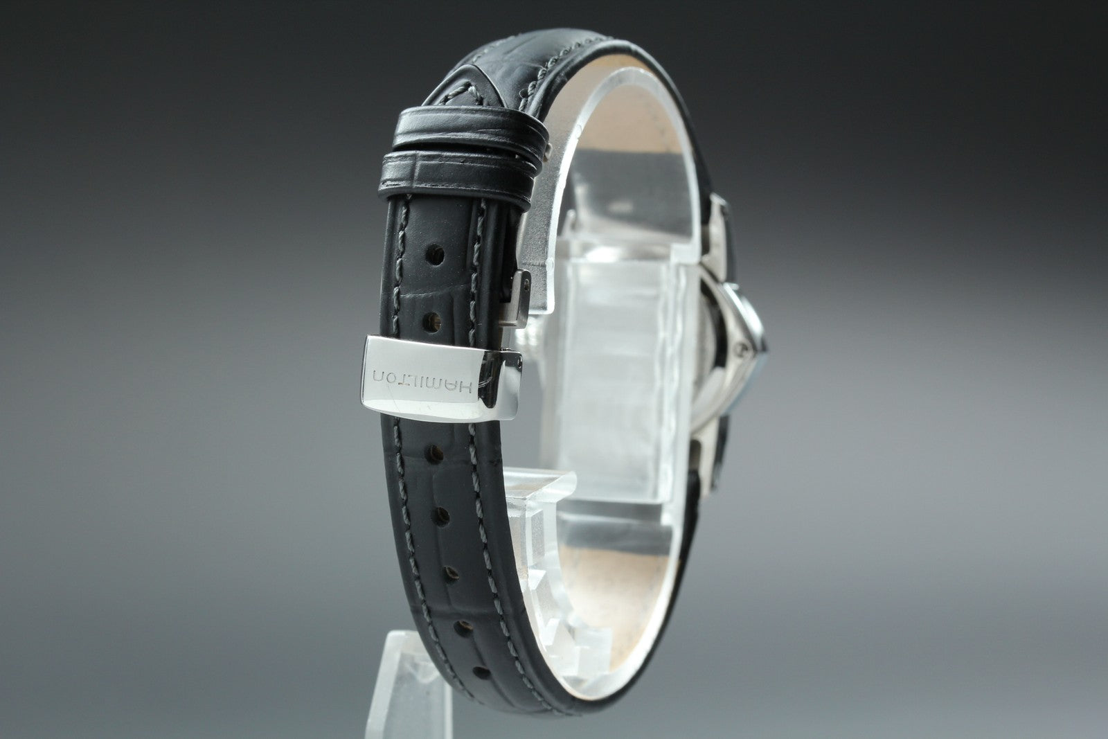 [Exc+5] New Batt HAMILTON Ventura H242112 Quartz Black Women's Watch 24mm JAPAN