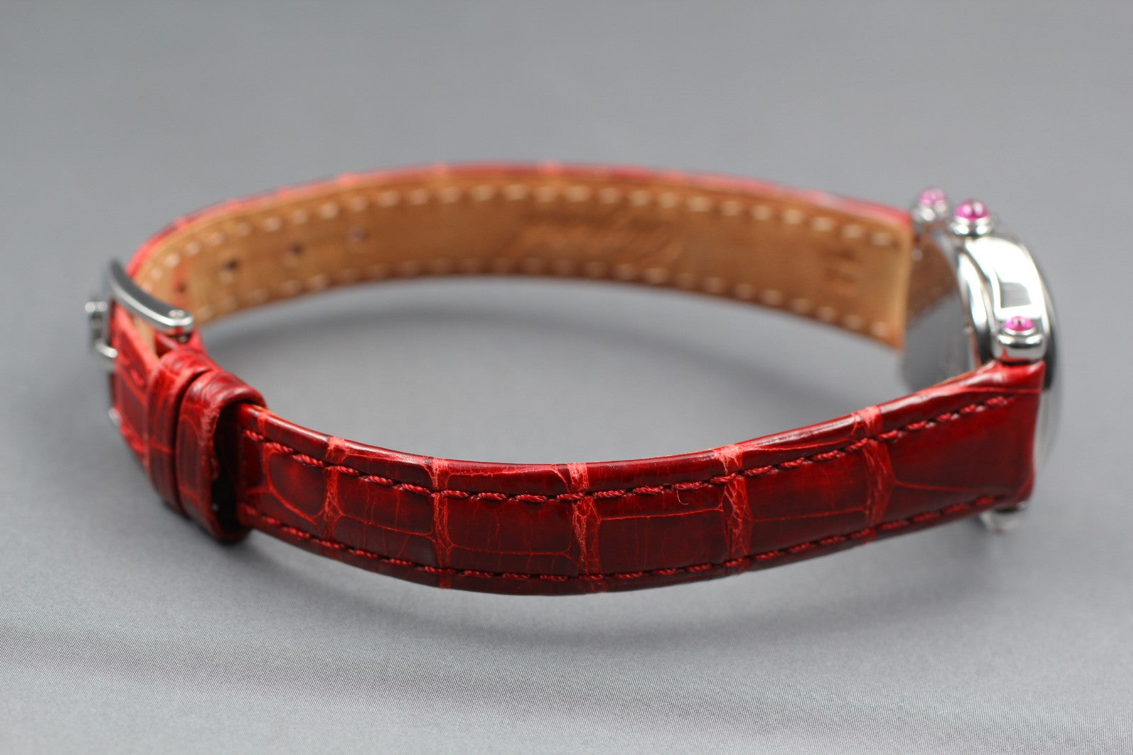EXC+5 Chopard Happy Sports 27/8245-42 Heart Diamond Red Silver Qz Women’s Watch