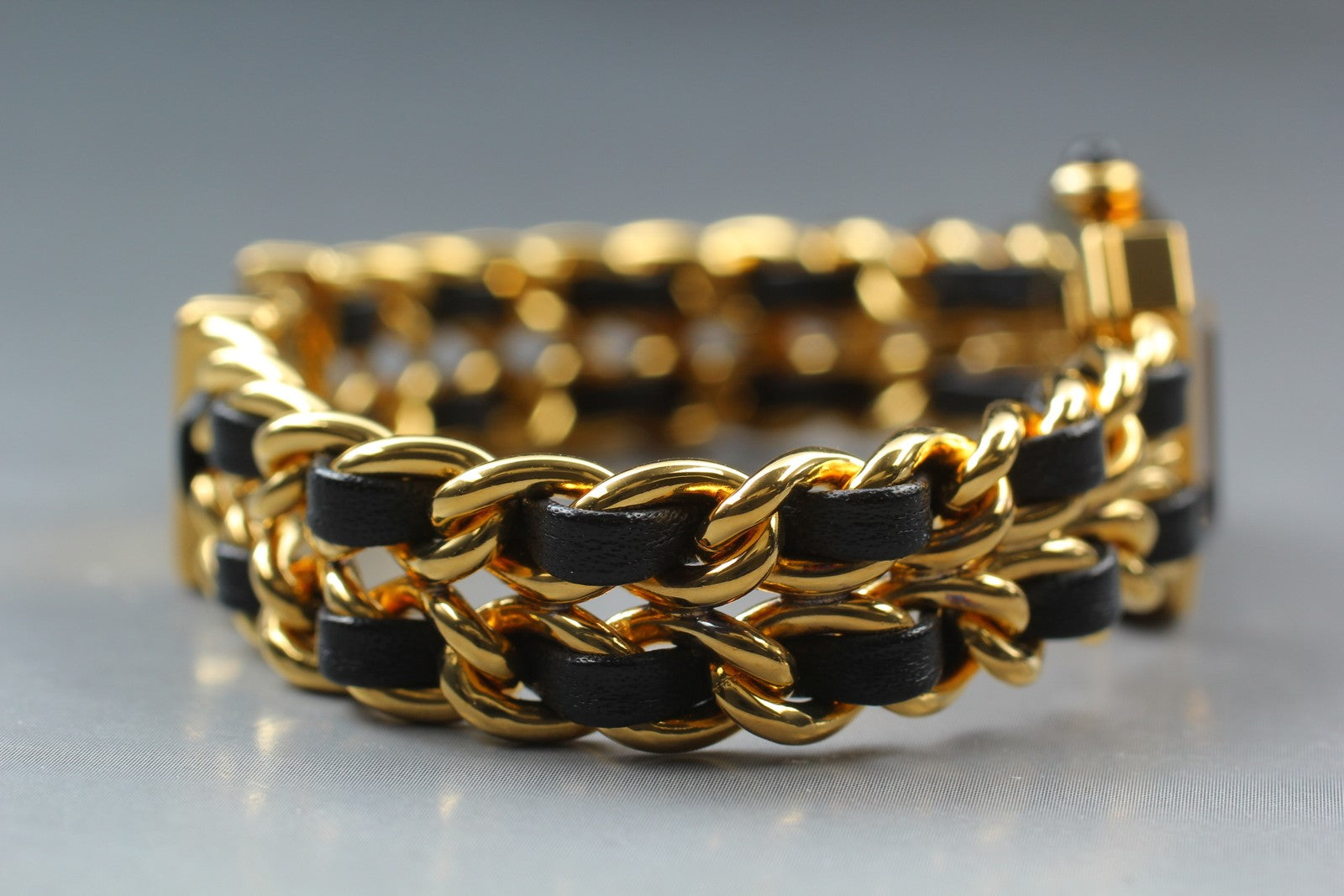 [Exc+5 Box] CHANEL Premiere L Size Black Dial 20mm Gold Quartz Women’s Watch