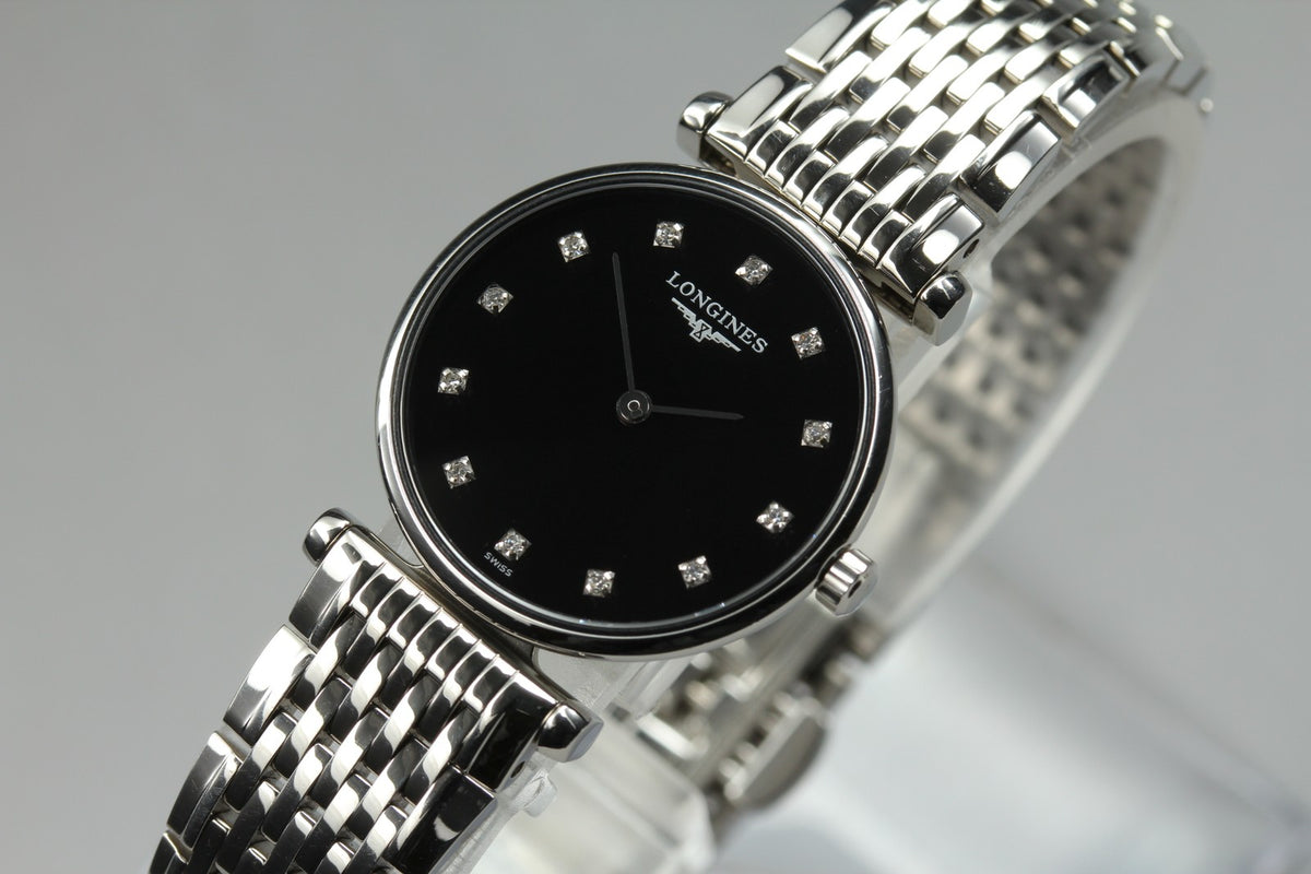 LONGINES La Grande Classique L4.209.4 Black 12P Diamond 23mm Women's Qz Watch