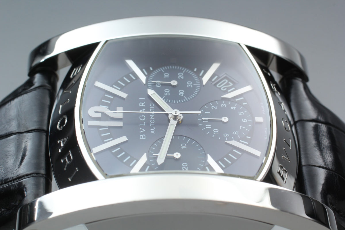 [Exc+5] BVLGARI Assioma AA48SCH Chronograph Black 38mm Automatic Men's Watch