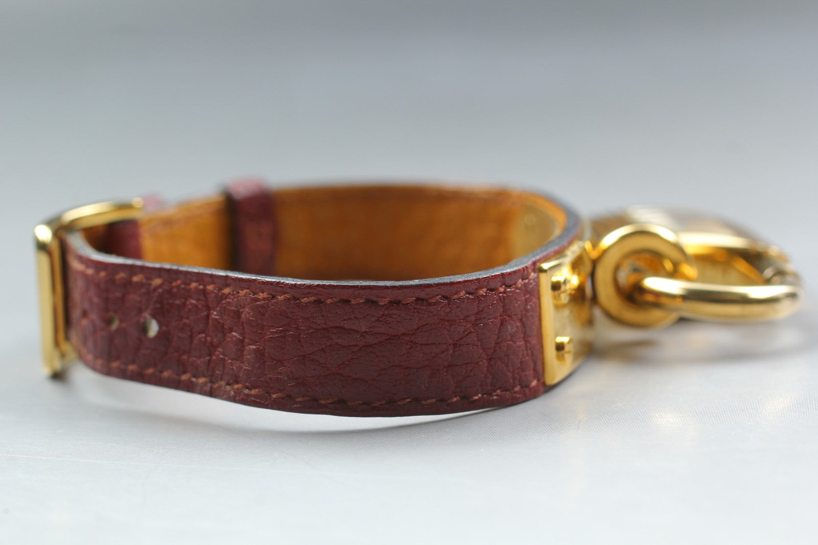 Vintage [Exc+5] HERMES Kelly Watch Gold Red Leather "X" Woman's Quartz Watch