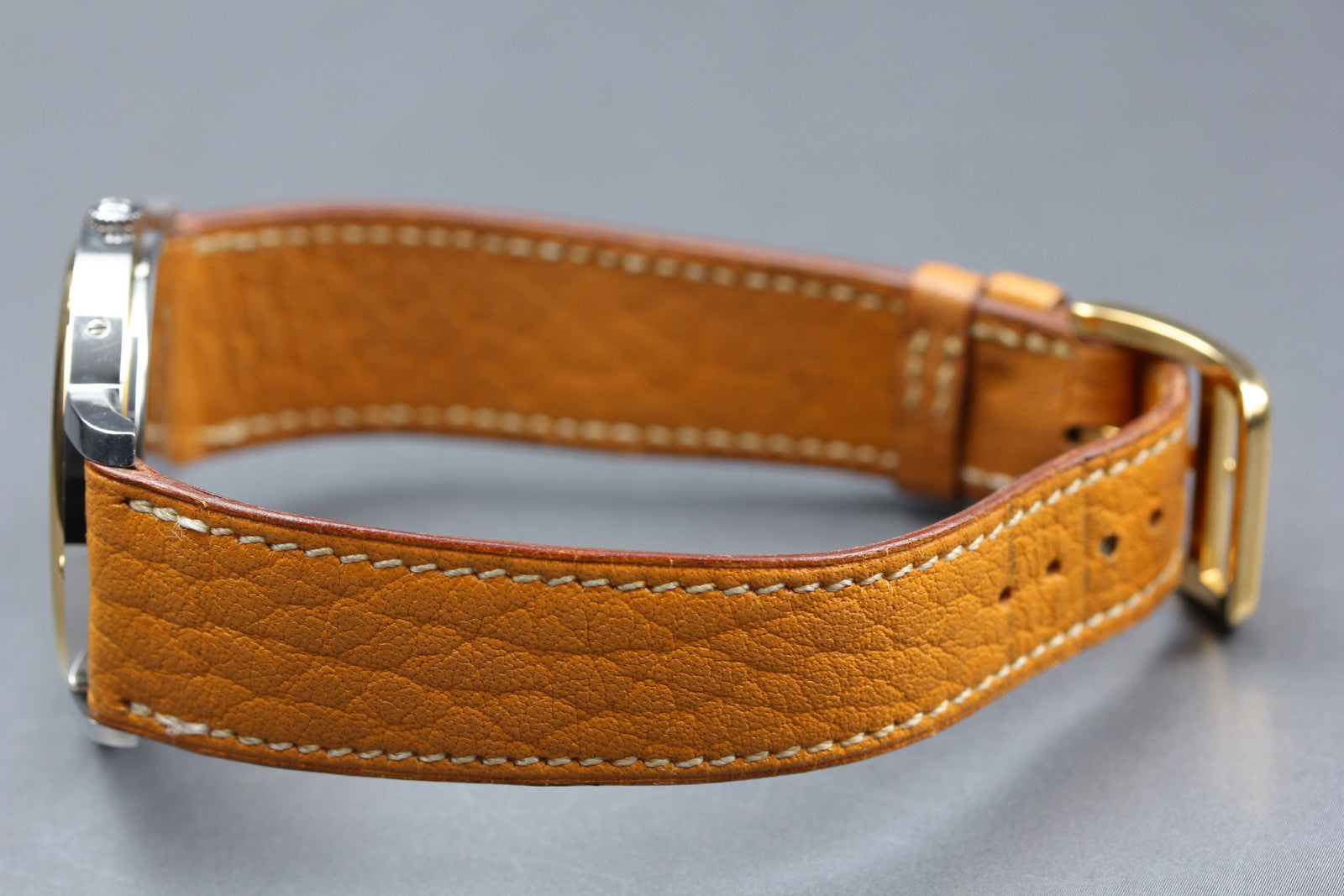 Vintage Hermes Clipper 34mm White Dial Brown Date Unisex Watch Quartz  [w/Box]