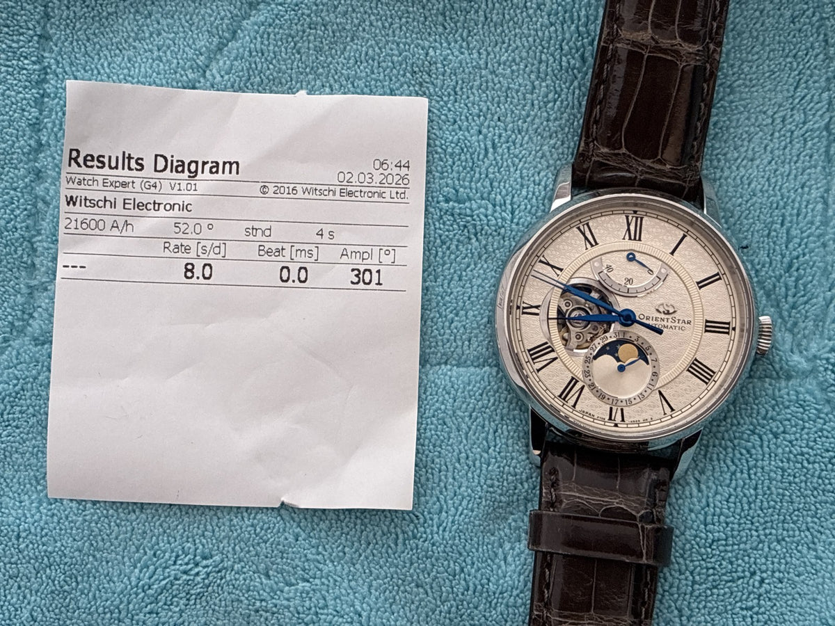 ORIENT Star F7X6-UAC0 Silver Dial Automatic Moon Phase Men's Watch 41mm JAPAN