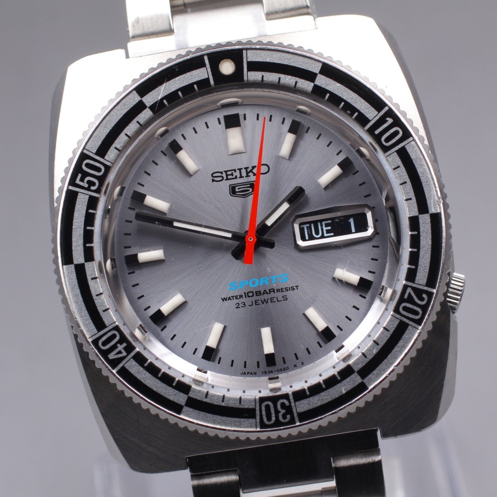 Exc+4 SEIKO 5 Sports 7S36-0070 Silver Dial Rally Diver Analog Men’s Watch JAPAN