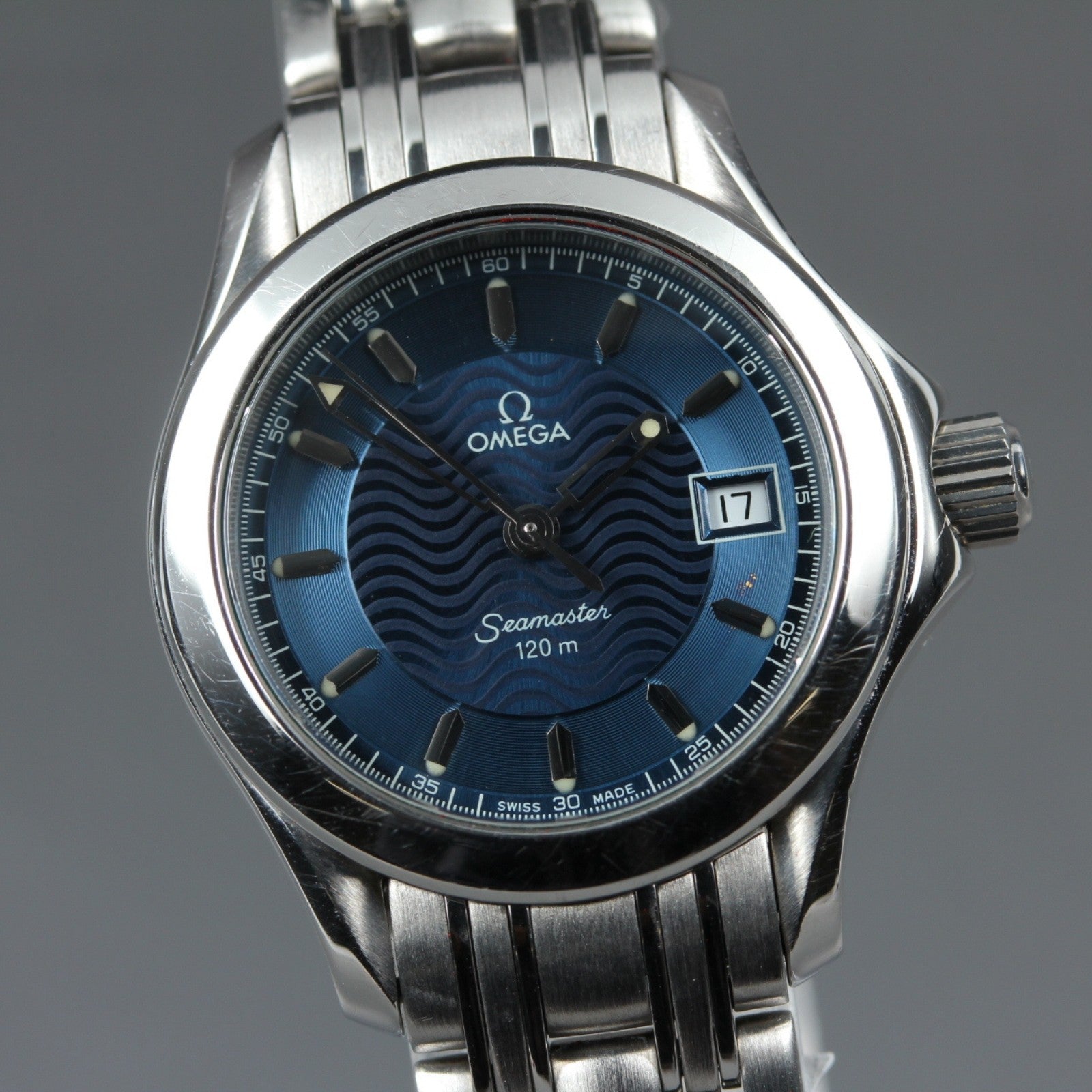 Vintage OMEGA Seamaster 120m 2581.81 Blue Quartz Women's Watch 26mm  JAPAN Box