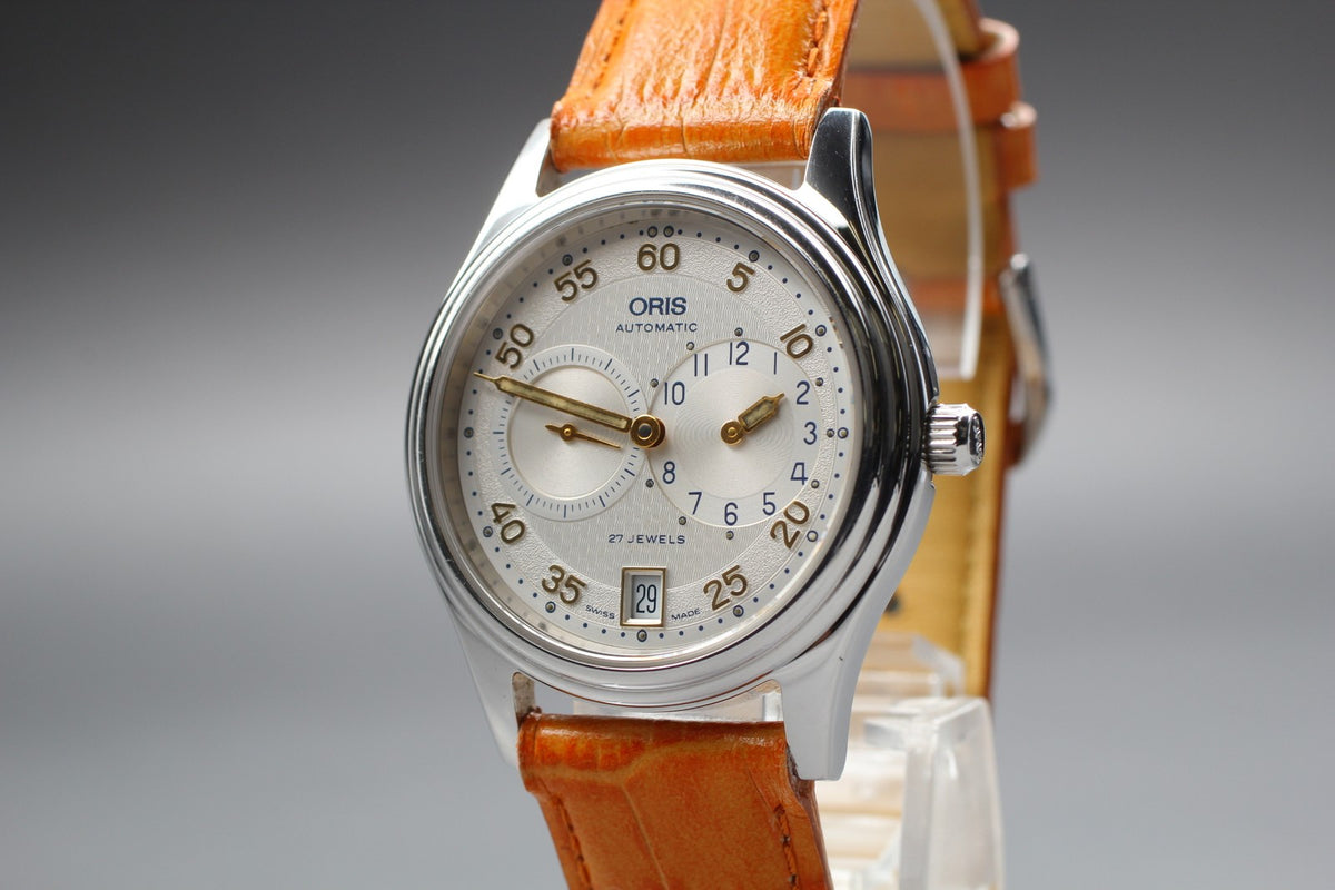 Vintage Oris Pointer 7403 Date Silver Dial Men's Automatic Watch 35mm JAPAN