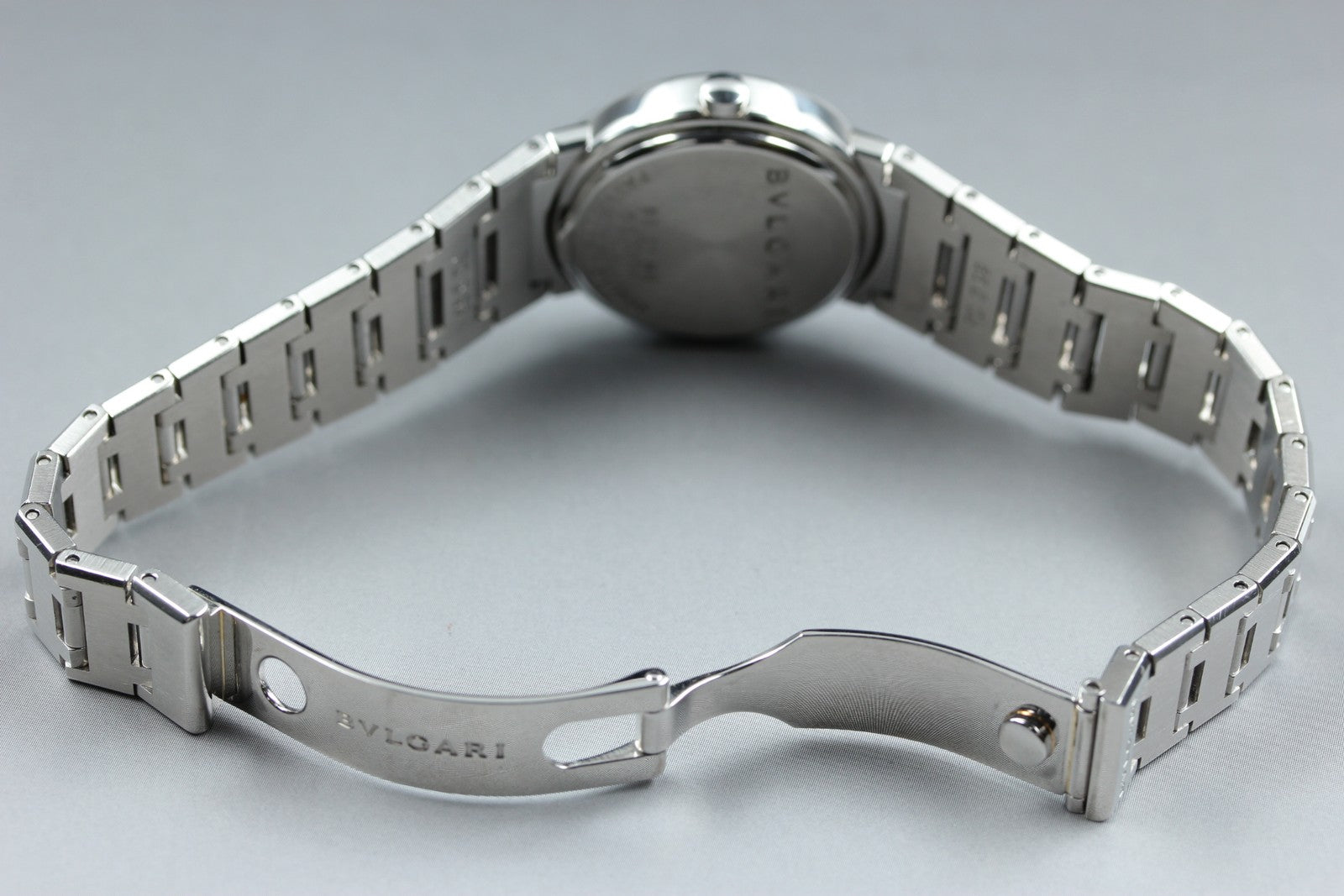 New Batt BVLGARI BB26SS Black Dial Quartz Date Women's Watch 26mm Used JAPAN