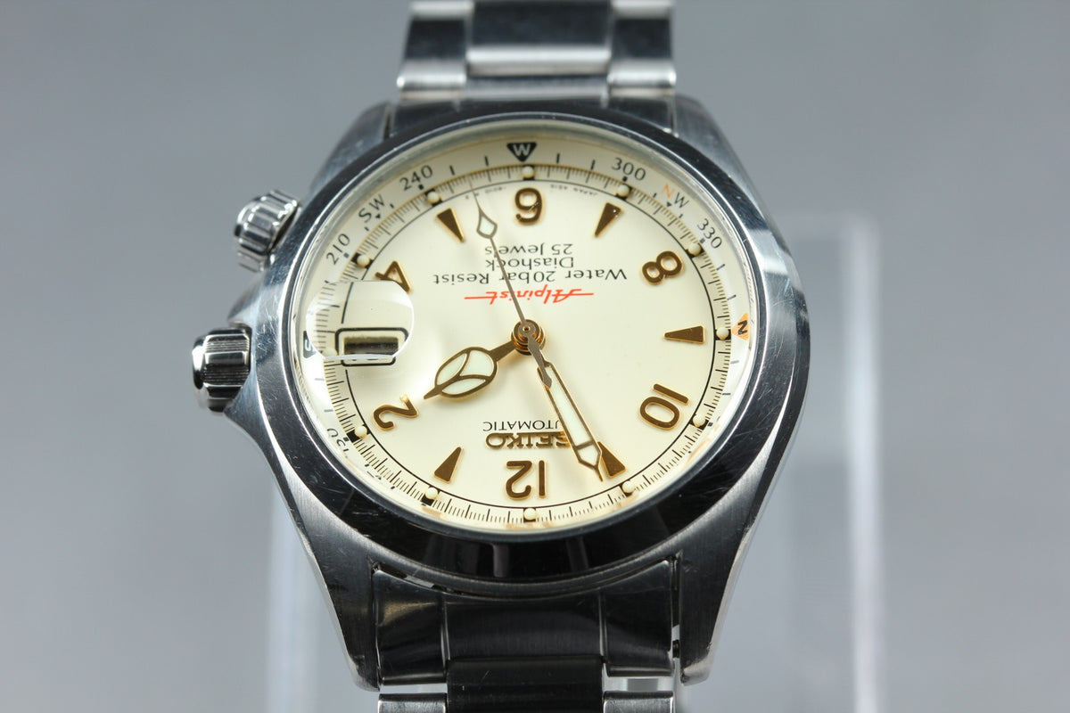 [Overhauled] SEIKO Red Alpinist 4S15-6000 SCVF007 Cream Automatic Men's JAPAN