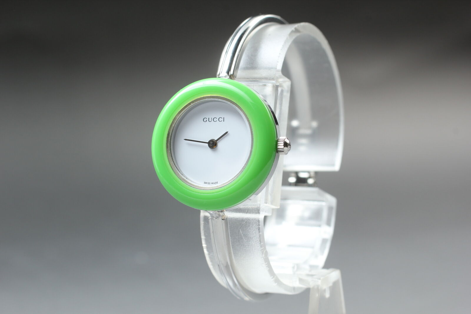 Vintage [Exc+5] Gucci Change Bezel 11/12.2L Green Silver Women's Quartz Watch