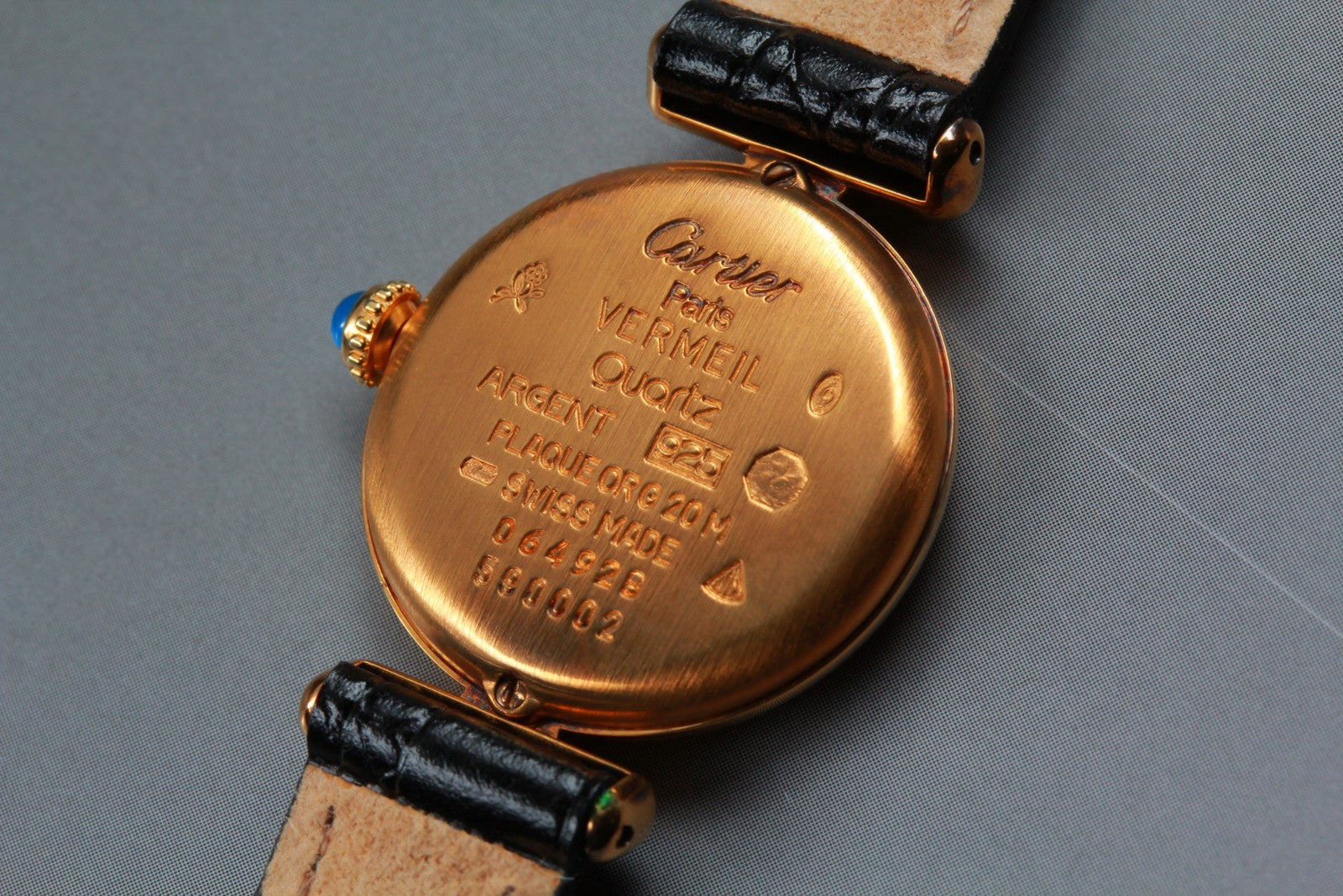 Vintage [w/Box] Cartier Must Colisee Vermeil 590002 Black Women's Quartz Watch